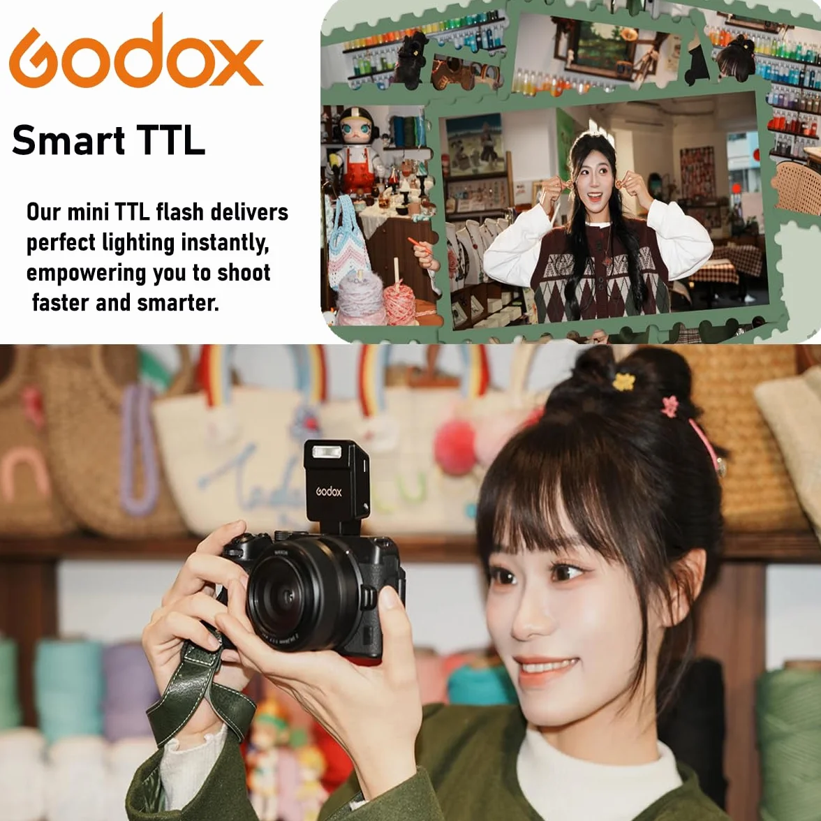 Godox IT22N Mini TTL Flash, IT22N TTL Speedlite kompatybilny z Nikon Z6III Z8 Z5 Z50II Z50 Zfc Z6II Z30 Z6 Z50II Z7II Z8 Z9