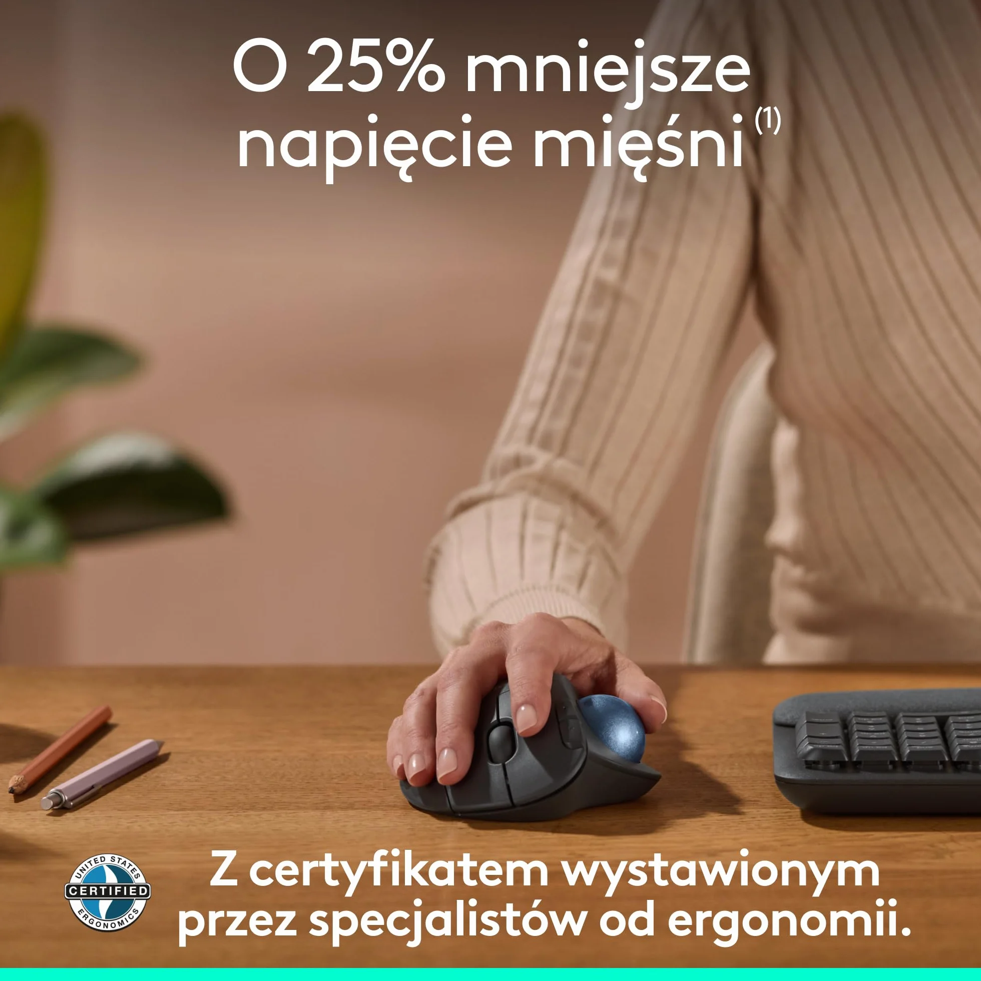Logitech ERGO M575S bezprzewodowa mysz z trackballem ergonomiczna Bluetooth Grafit