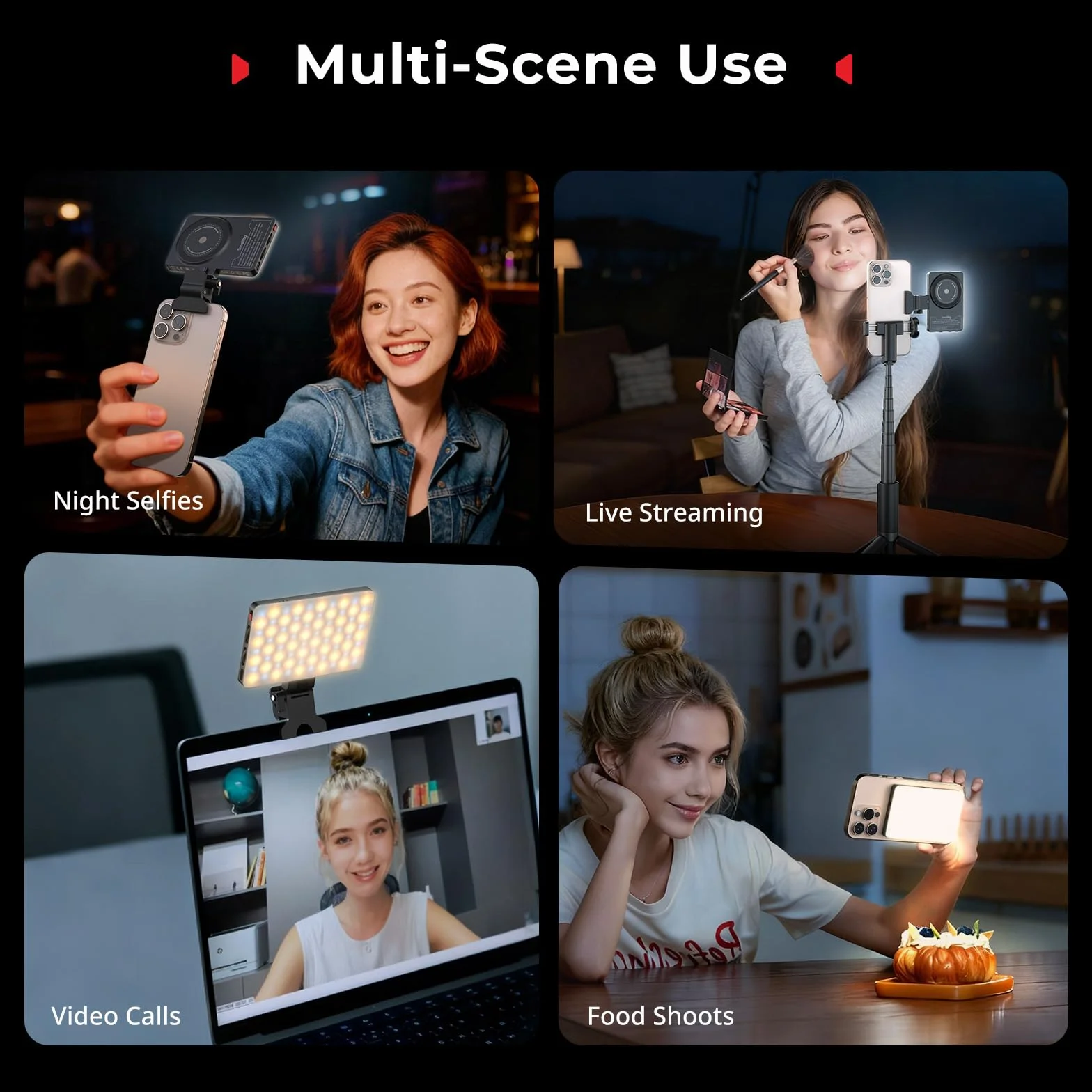 SMALLRIG M3 Magnetyczne światło wideo LED 120 diod 2000 mAh 2700K-6500K Clip-on do iPhone'a iPada