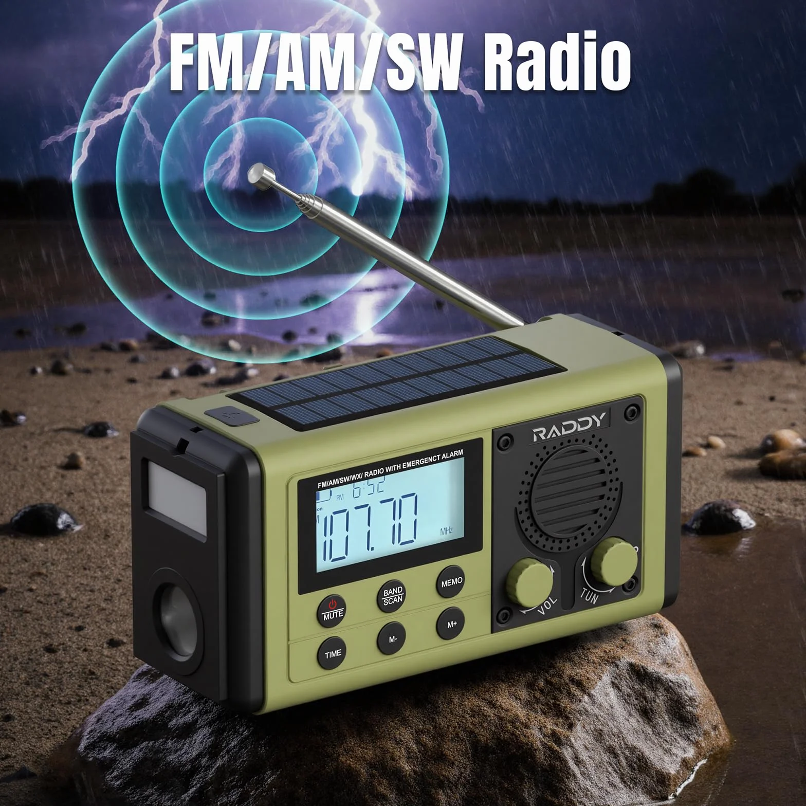 Raddy SH-908 radio awaryjne 10000 mAh wodoodporne zielone