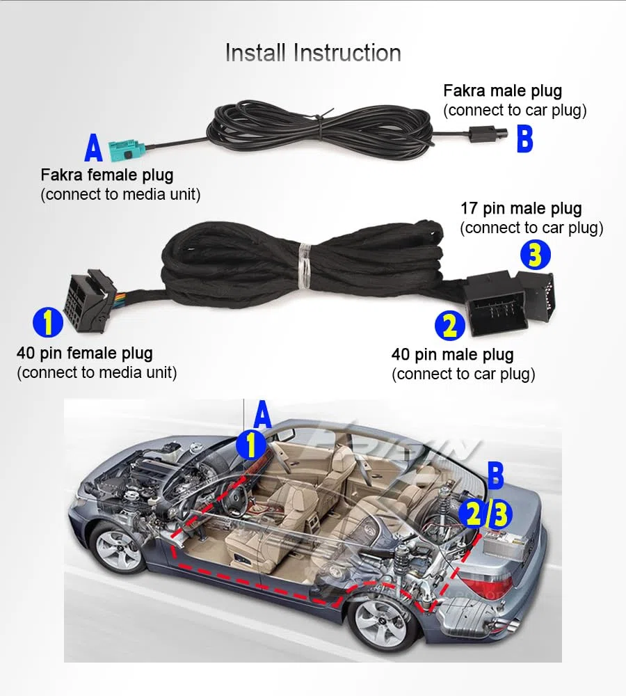 Erisin Przedłużacz radia 6 m wiązka przewodów do BMW 3er 5er X5 M3 E46 E53 E39 samochód 12-pinowe połączenie Autoradio