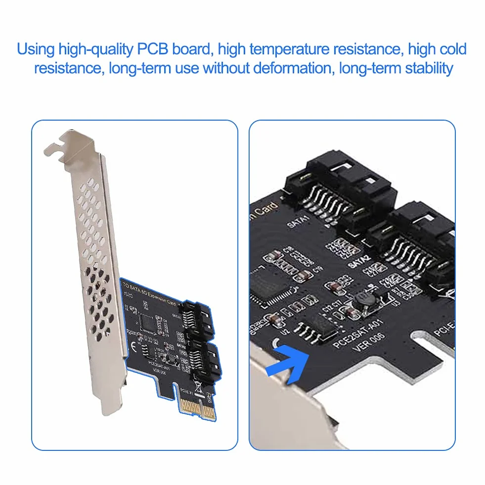 PCI Express SATA, karta kontrolera Richer-R PCI Express na SATA 3.0, 2-portowe karty rozszerzeń SATA III 6Gbps PCI-E (1X 4X 8X 16X) dla / 8 / XP / Server2003 / Linux itp.