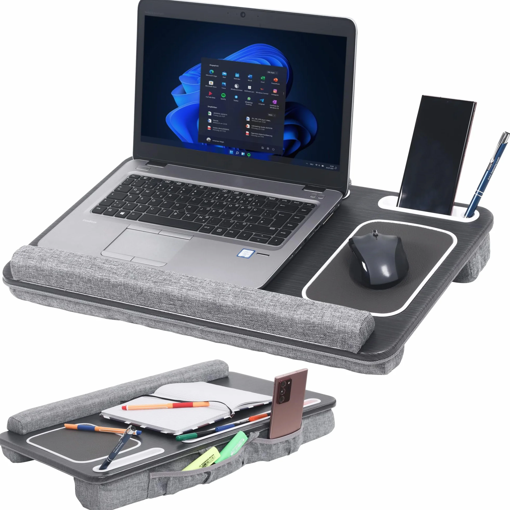 RICOO Poduszka na laptopa o wyglądzie drewna do notebooka o przekątnej ekranu maks. 15,6" taca na poduszkę LA0018, podkładka pod laptopa laptopa akcesoria