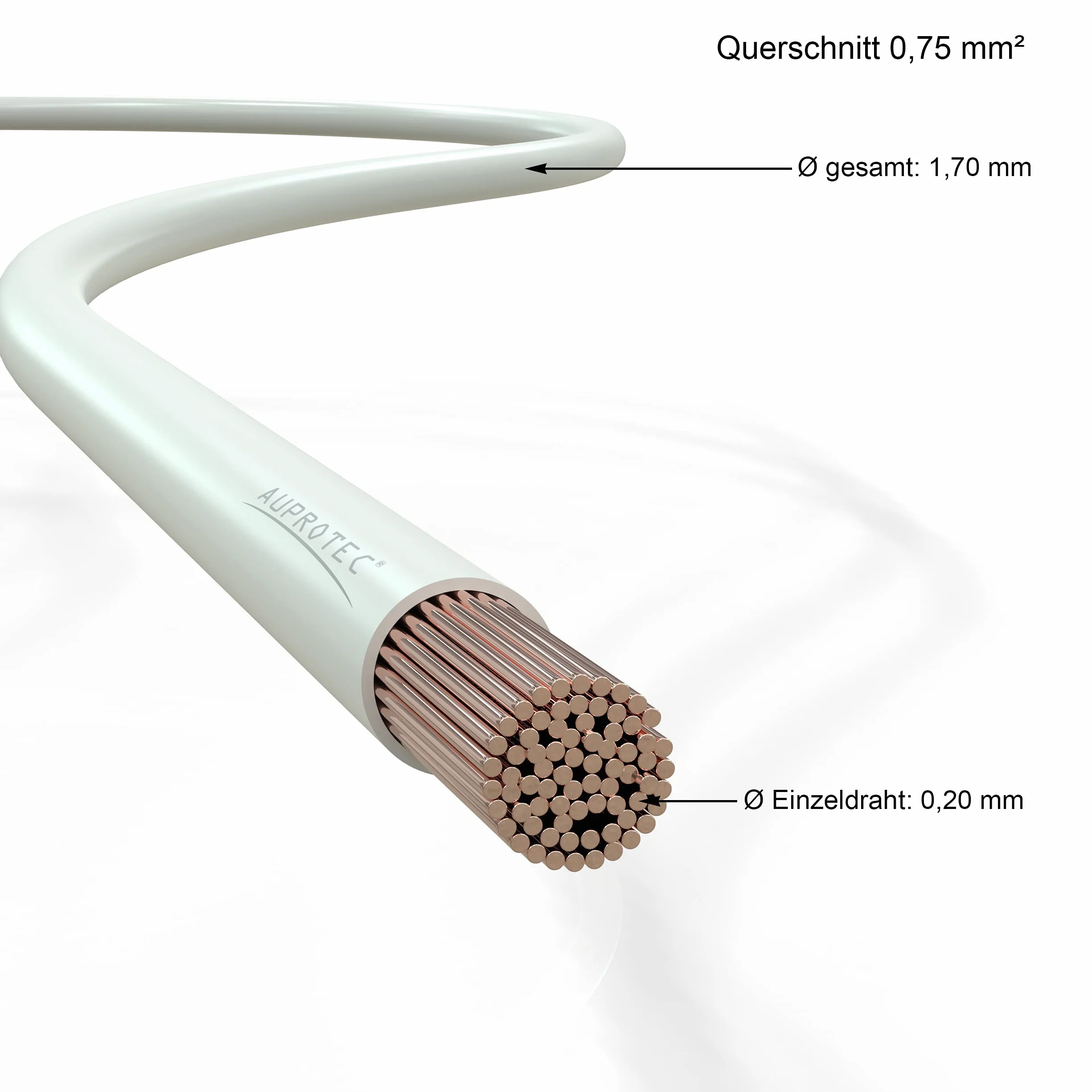 AUPROTEC Przewód samochodowy 0,75 mm², zestaw 9 kolorów po 10 m, FLRY-B jako pierścień