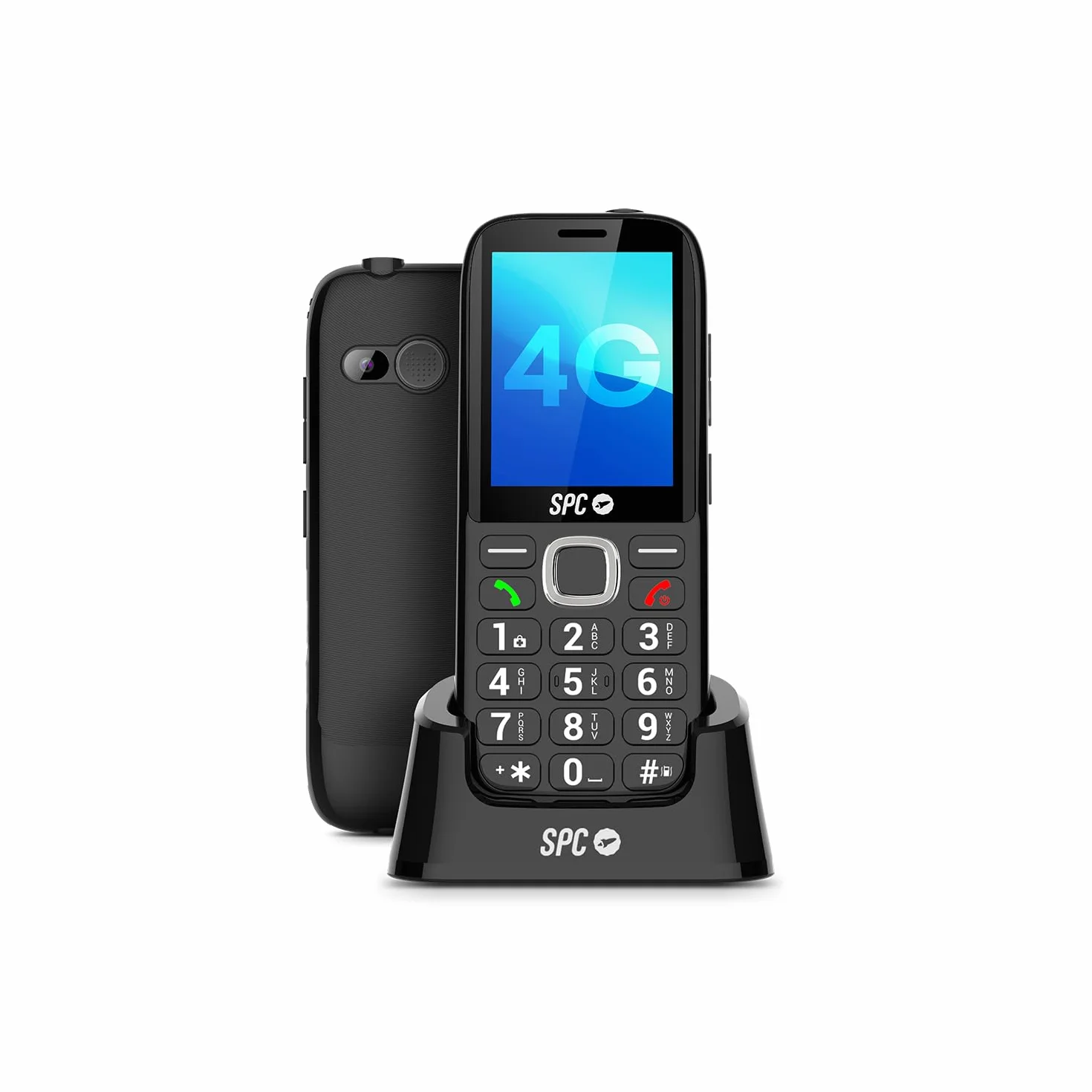SPC Fortune 2 Max - telefon komórkowy dla seniorów z 4G | Wytrzymały ekran 2,4" i duże klawisze | 104 dB i podstawa ładująca | Przycisk SOS, profil lodu i konfiguracja. zdalny | 7J autonomia