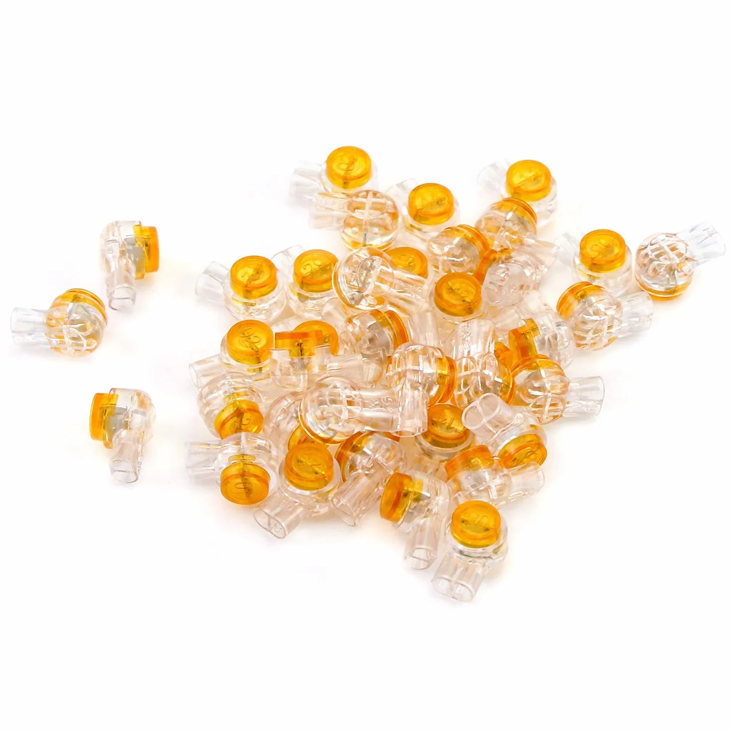 QWORK® 200 Pack UY K1 Wodoodporne Złącza Kabli Telefonicznych - Pomarańczowe, Przezroczyste Butt Splice Jelly Crimp do Kabla Danych i Przewodów Telefonicznych