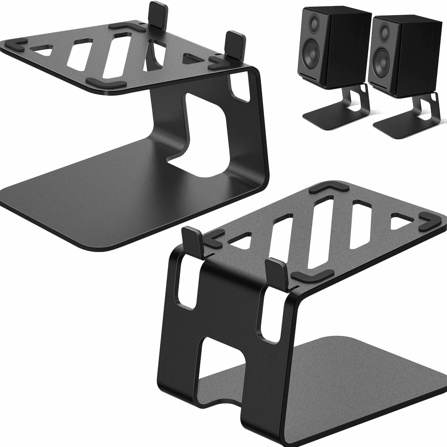 Vaydeer Metalowy stojak na głośniki na biurko, 1 para, specjalny design uchylny, metalowy stojak na głośniki komputerowe - czarny