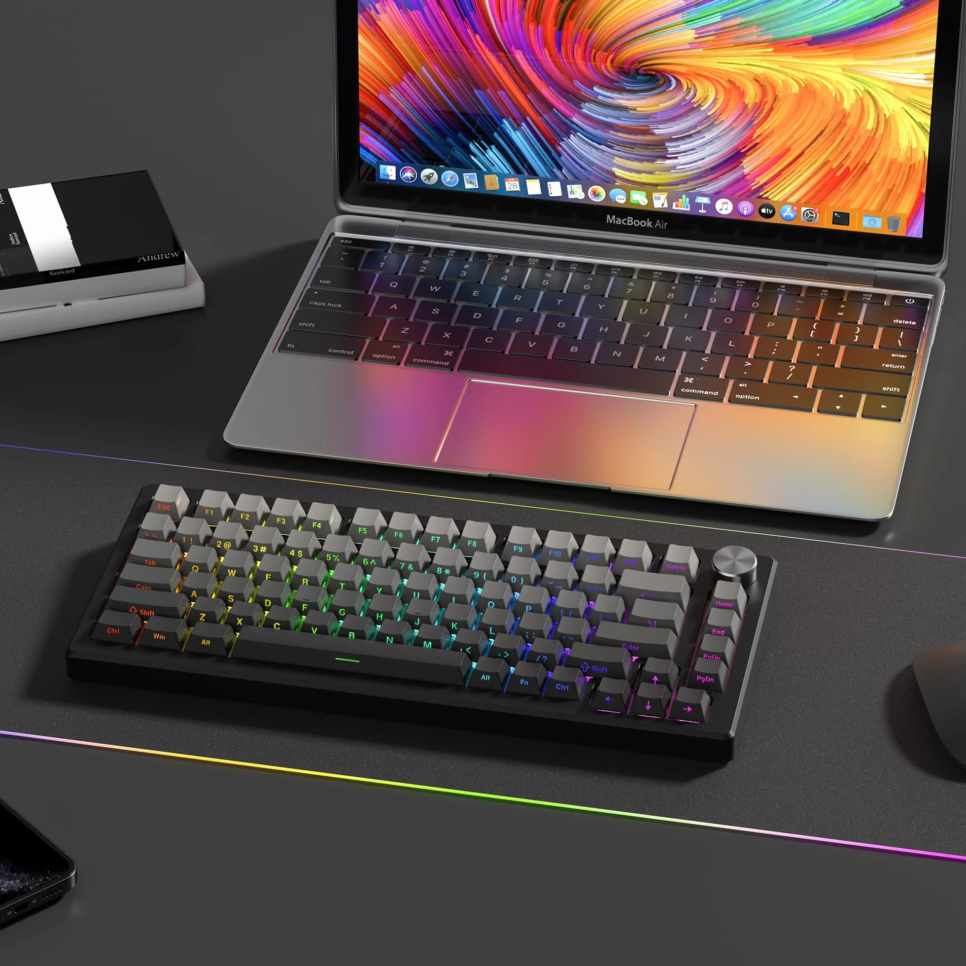 PBT 136 klawiszy przezroczyste, Double Shot Profile Cherry Shine Through Keycaps, niestandardowe nakładki na klawisze cieniowane klawisze do klawiatur mechanicznych ANSI US - szare
