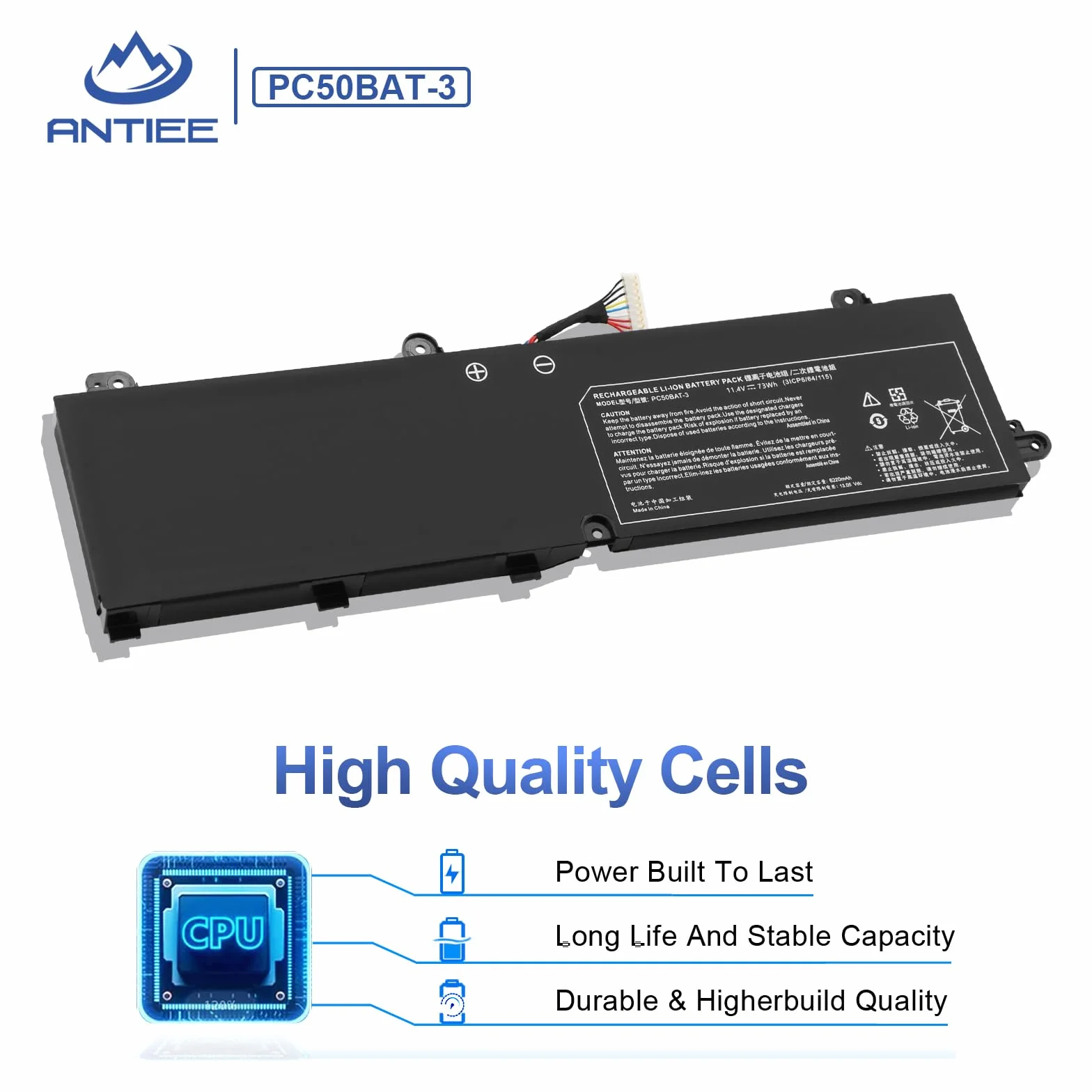 ANTIEE PC50BAT-3 73Wh Laptop Battery Compatible with Schenker Key 15 Comet Lake Clevo PC50DN2 PC50S 11.4V