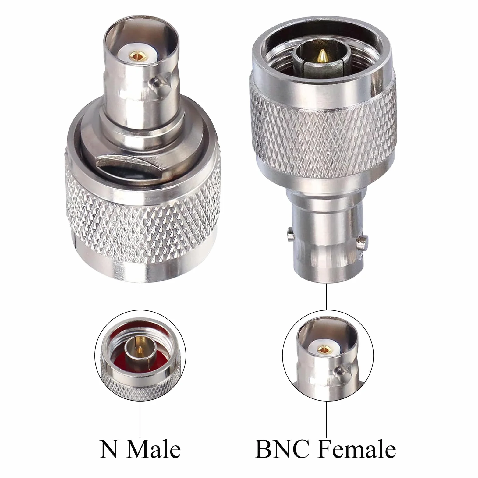 TUOLNK N Stecker auf BNC Buchse, Koaxialadapter N Typ Stecker auf BNC Buchse, RF Koaxialstecker für WLAN Antennenverlängerungskabel, 2 Stück