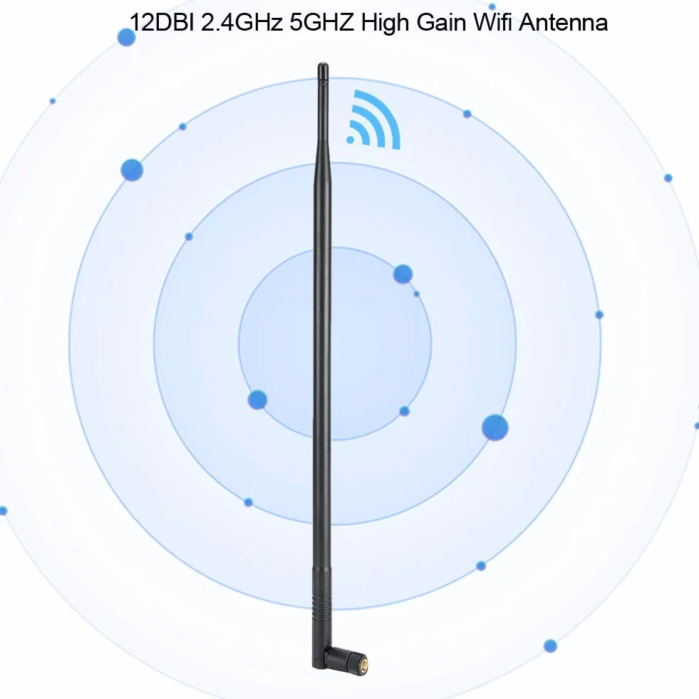 Wysokowydajna Antena Wi-Fi 12DB, 12DBI 2,4 GHz 5 GHz RPSMA Podwójna Ze Złączem RP-SMA - Sieciowa Bezprzewodowa Zginana 600 6000