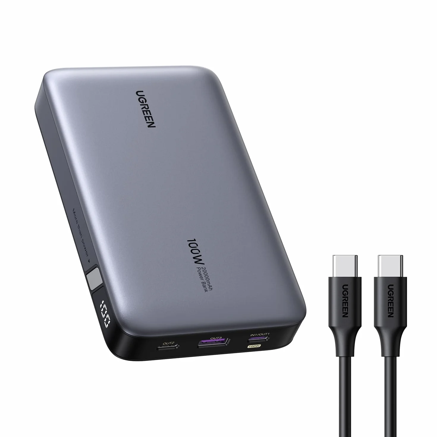 UGREEN 100W Power Bank 20000mAh zewnętrzna bateria 3 porty MacBook Pro iPhone 15 Galaxy S23 Ultra Dell