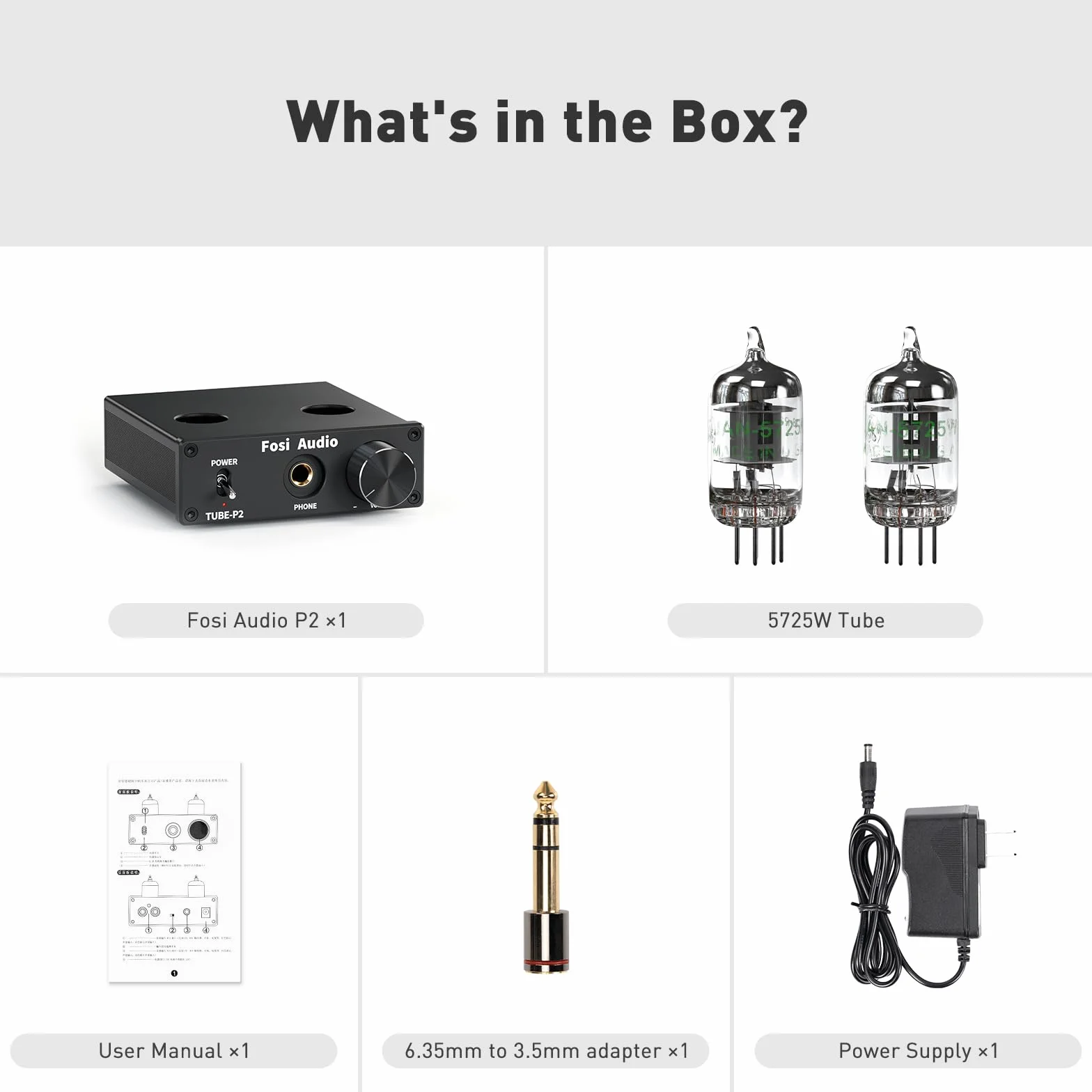 Fosi Audio P2 Wzmacniacz słuchawkowy Przedwzmacniacz z rurką próżniową Mini stereo Hi-Fi z ochroną wyjścia niskiego hałasu z uziemienia do słuchawek