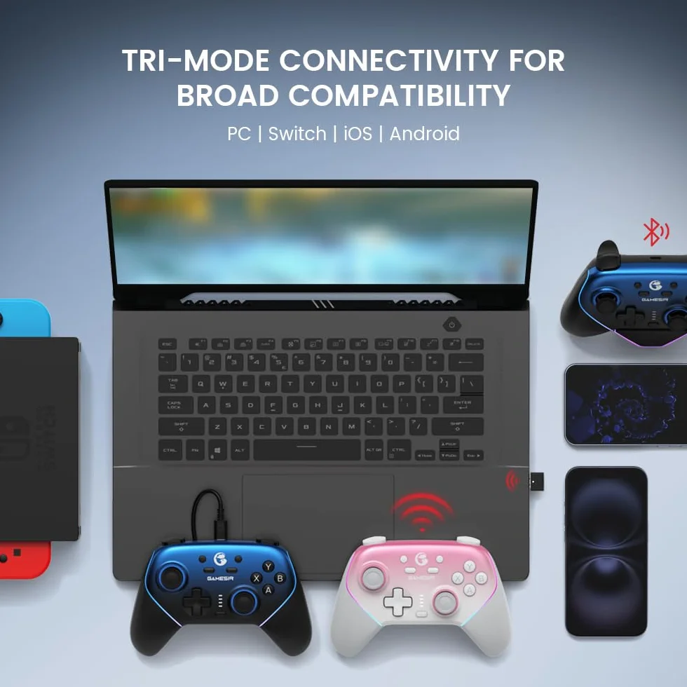 GameSir Super Nova Kontroler bezprzewodowy ze stacją ładującą - Joysticki z efektem Halla - 2 Gyro Switch/Switch, PC, mobilny - Nightfall Blue