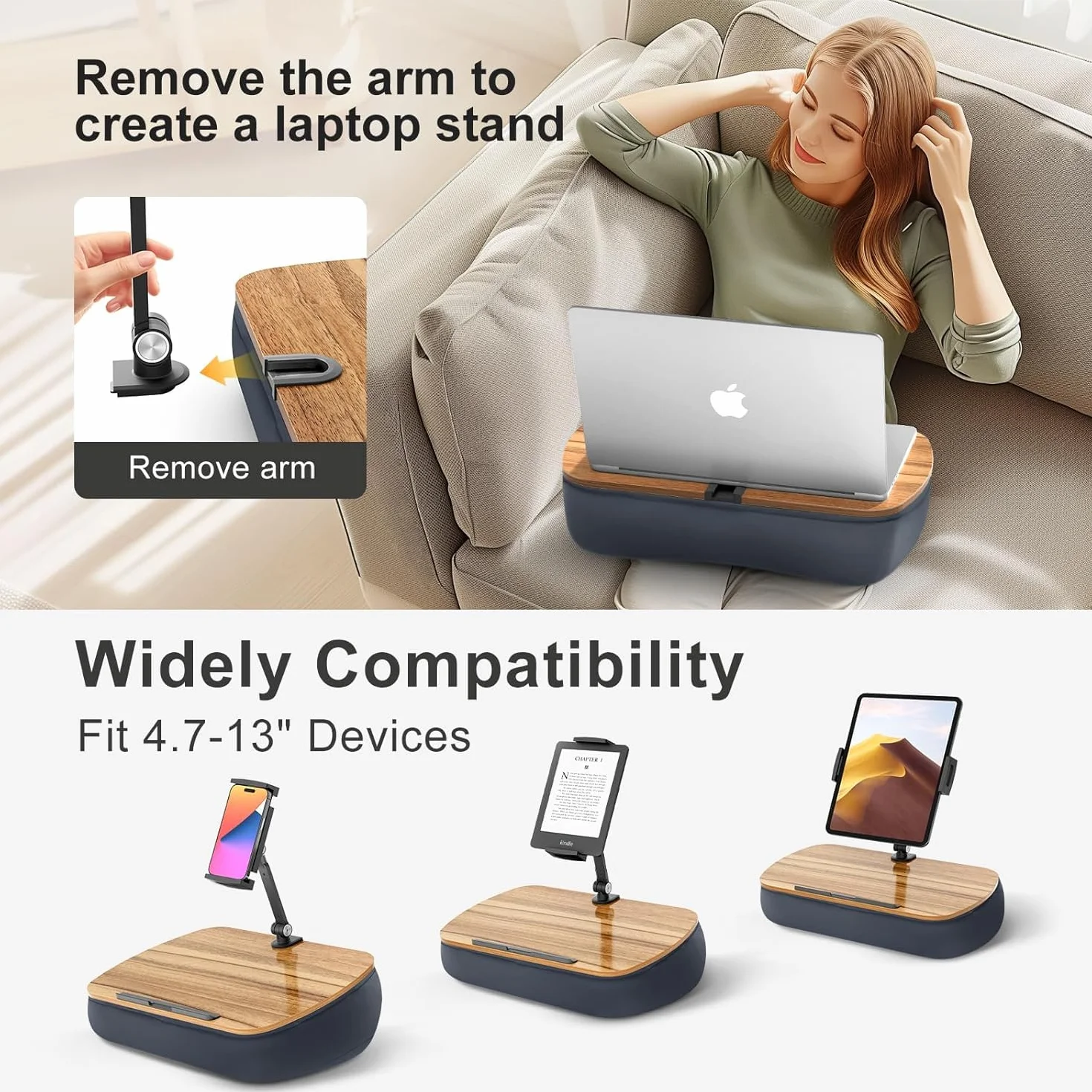 Beanbag poduszkowy stojak na tablet, uchwyt na tablet z regulowanym ramieniem, kompatybilny z iPadem, Kindle, telefonem komórkowym (4,7-13 cali), biurko na kolana do czytania bez użycia rąk w