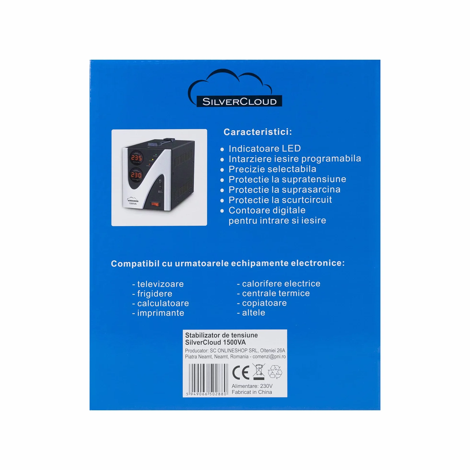 Przetwornica napięcia stabilizator SilverCloud 1500VA 900W