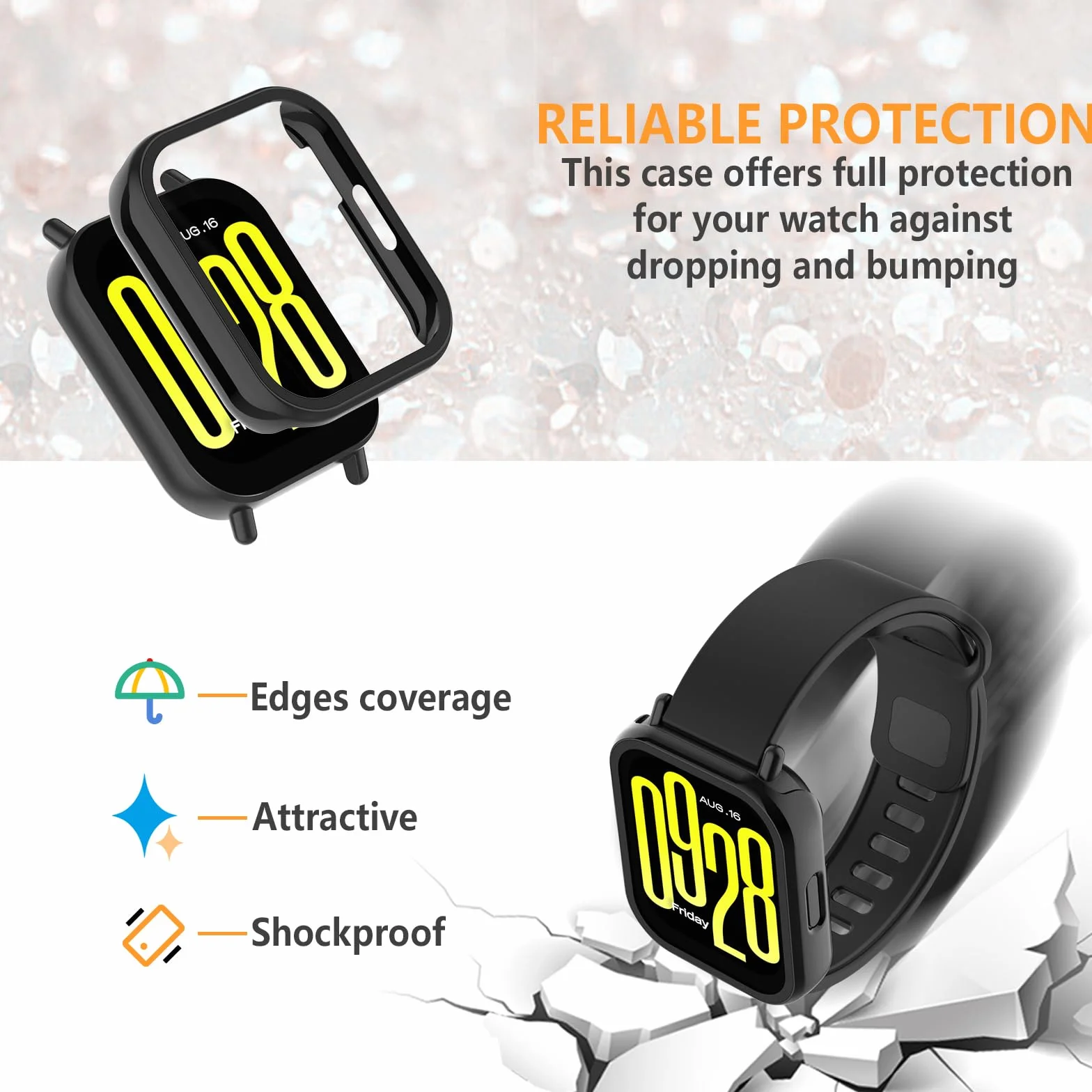 Hianjoo 5 sztuk etui ze szkła hartowanego kompatybilne z Xiaomi Redmi Watch 5 Active 【NIE do zegarka 5 Lite】, folia ochronna na ekran PC kompatybilna z Xiaomi Redmi Watch 5 Active