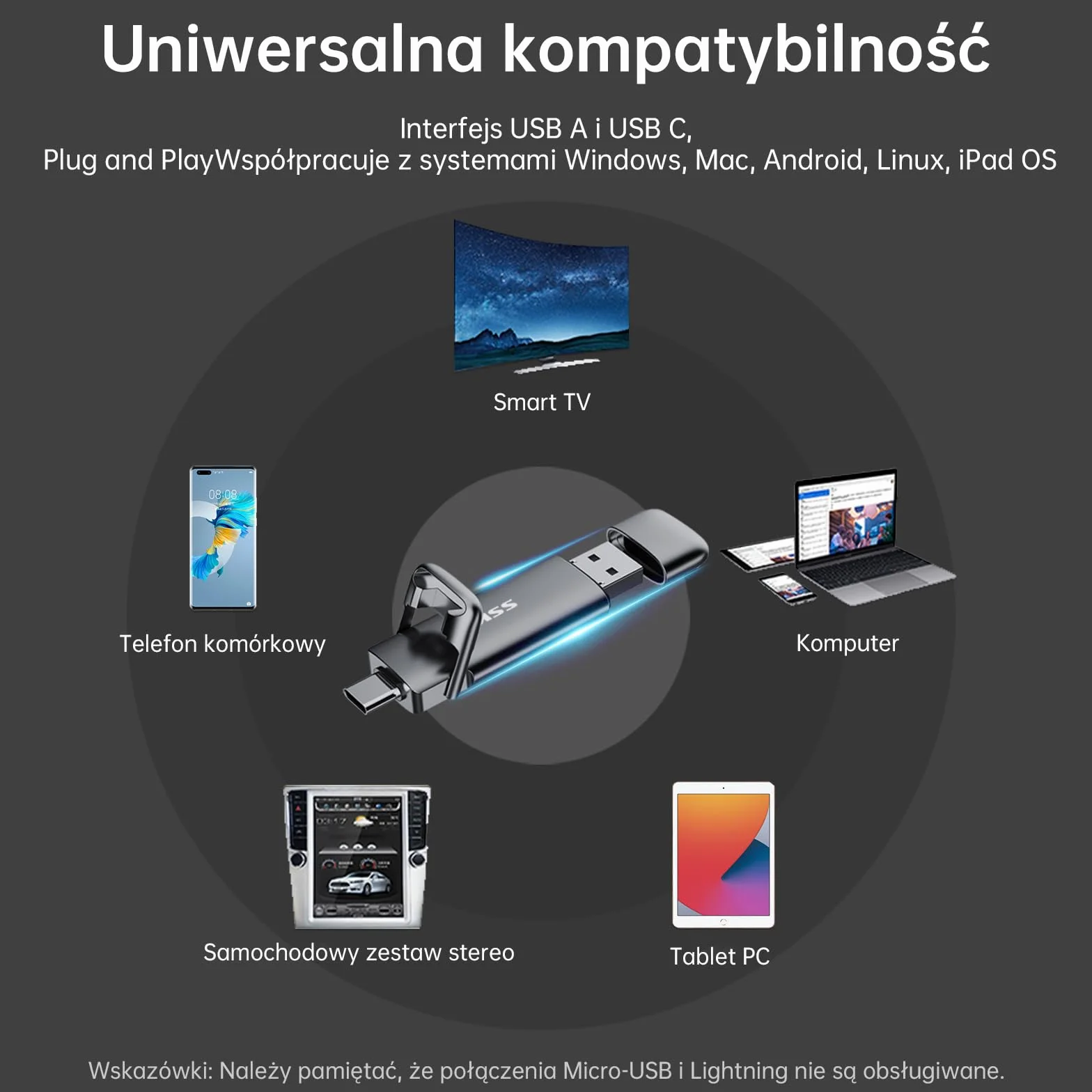 SSK 256 GB SSD Dual USB C Stick do 1000 MB/S, szybki zewnętrzny dysk twardy SSD typu c + USB A USB 3.2 Gen 2, pamięć USB do iPhone 15/PS4/Android