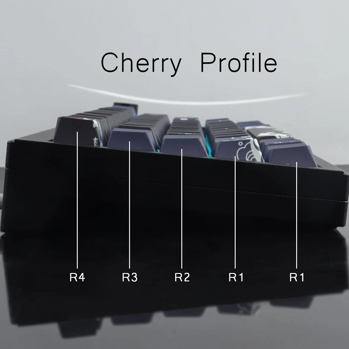 Sunzit PBT Custom Keycaps, 129 klawiszy Coral Sea nakładki na klawisze Cherry Profile Dye-Sub Shine Through Side Printed Keycaps do mechanicznej klawiatury gamingowej ISO/ANSI UK Layout (czarne)