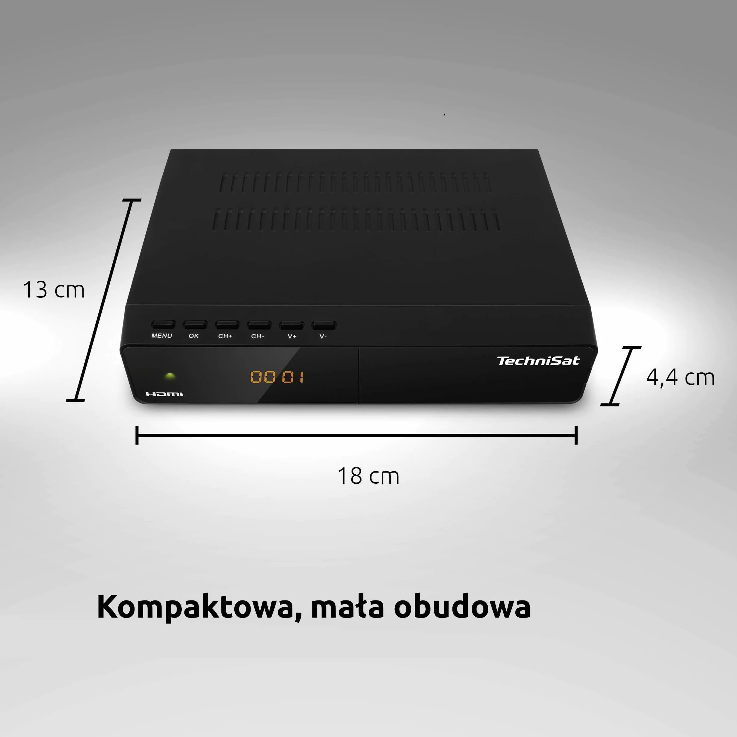 Technisat Hd-S 261 0000/4814 Odbiornik Satelitarny, Czarny, 18 x 4,4 x 13 cm