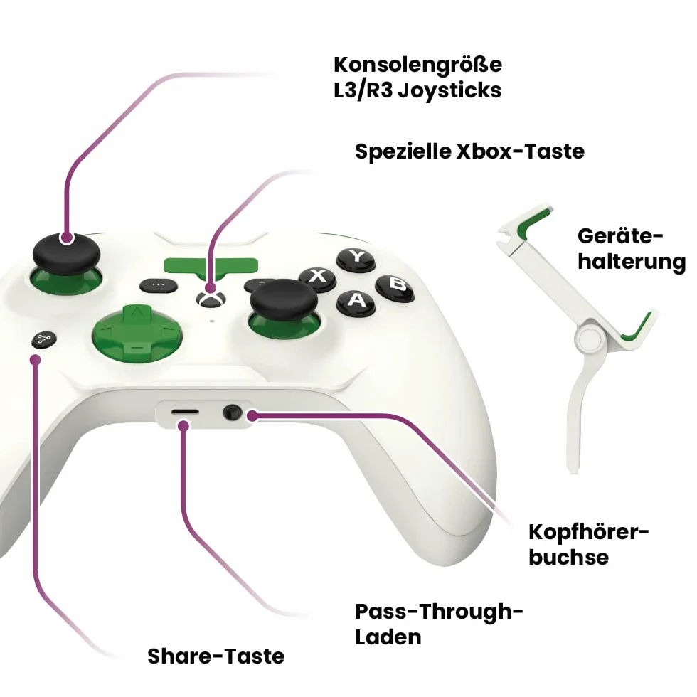 RP1950X Cloud Mobile Cloud Gaming Controller do iOS (Xbox Edition) – mobilna gra na Twoim iPhonie – gry COD Mobile, Apple Arcade + więcej [1 miesiąc Xbox Game Pass Ultimate w zestawie], biały