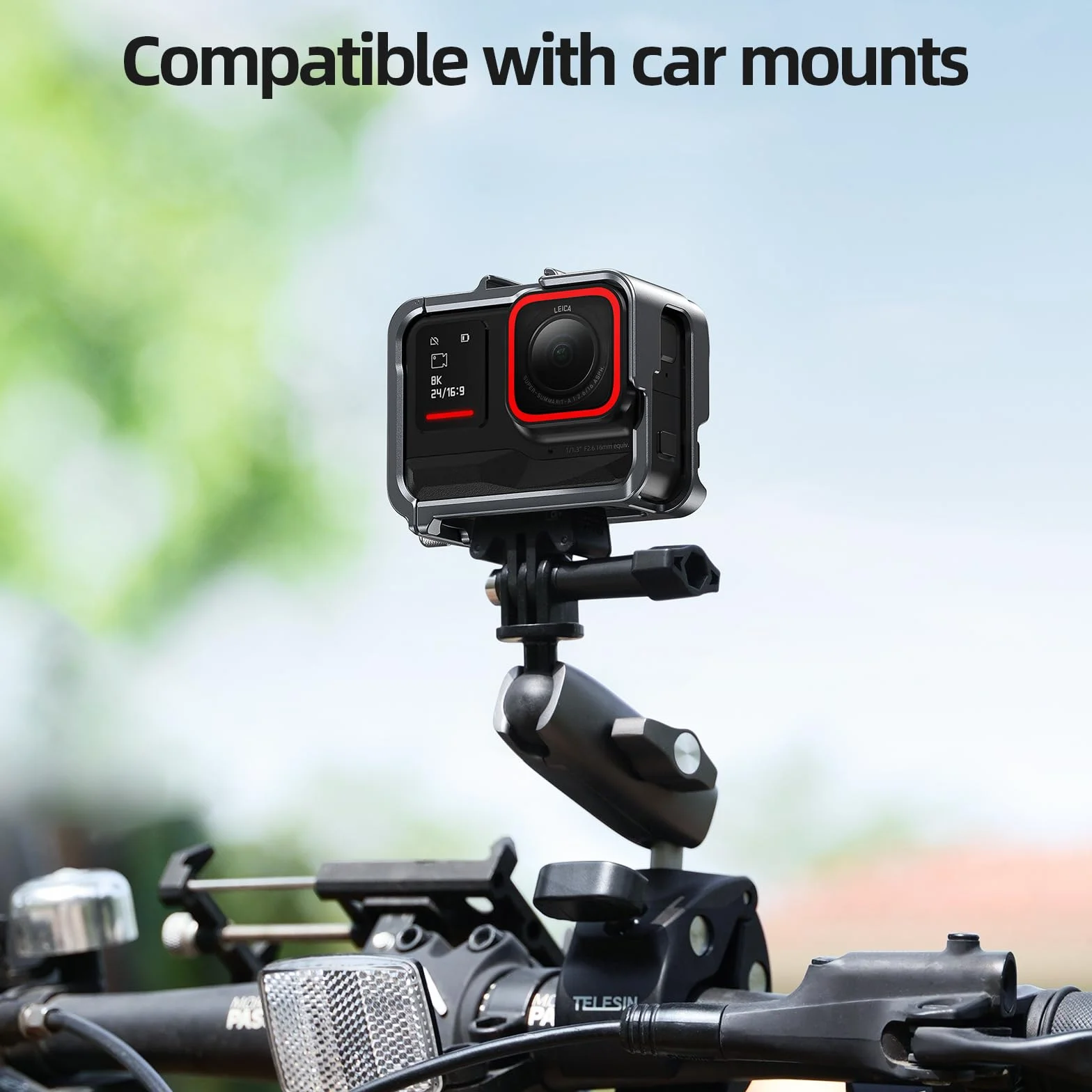 TELESIN Pionowa pozioma aluminiowa obudowa metalowa klatka do Insta360 Ace i Insta 360 Ace Pro akcesoria do statywu, obudowa ramy ochronnej, tuleja szkieletowa z zimnym butem 1/4 do mikrofonu
