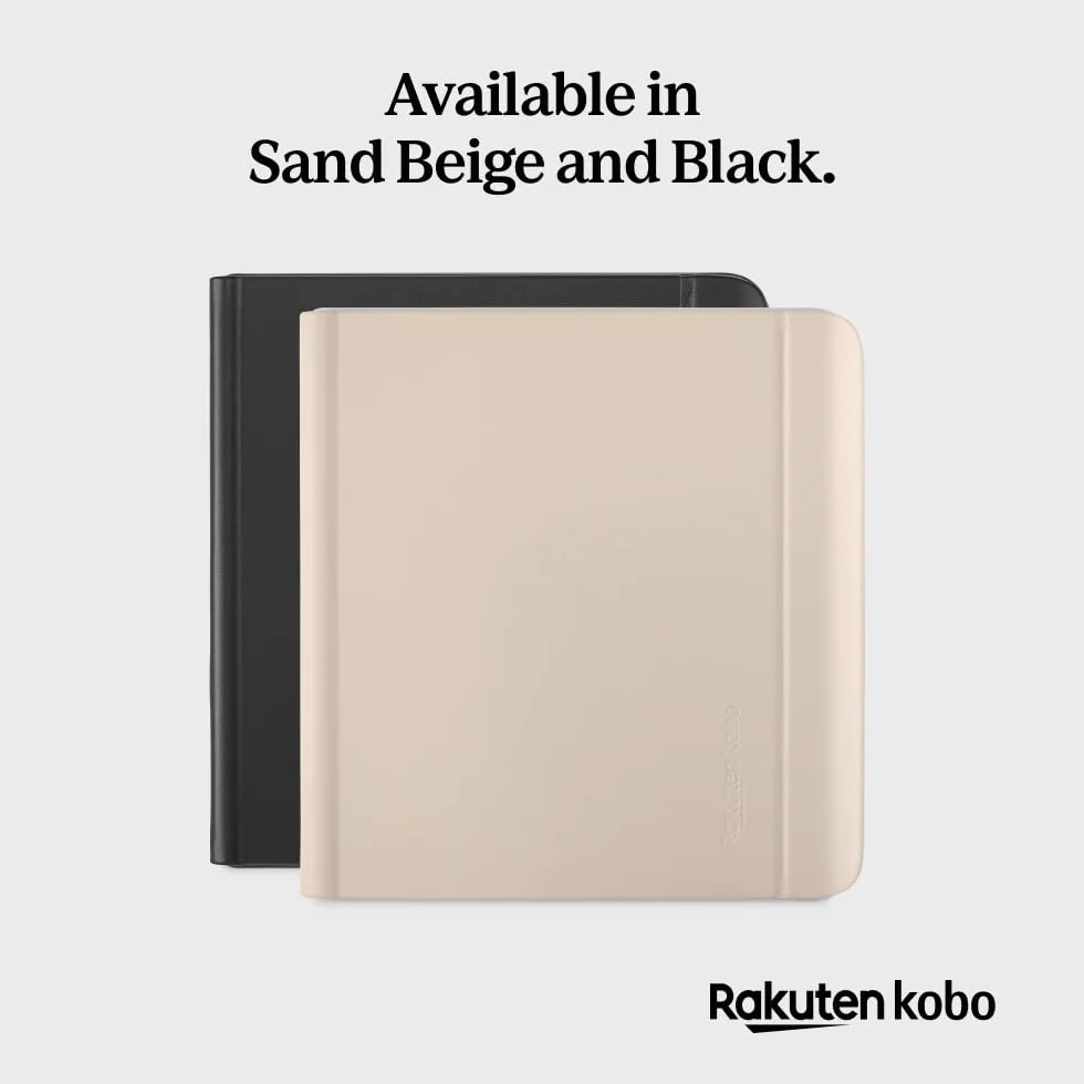 Kobo Libra Kolorowe etui do spania, czarny notatnik, technologia uśpienia/budzenia, wbudowany stojak 2-kierunkowy, wegańska skóra, kompatybilne z kolorowym czytnikiem e-booków Kobo Libra 17.8 cm