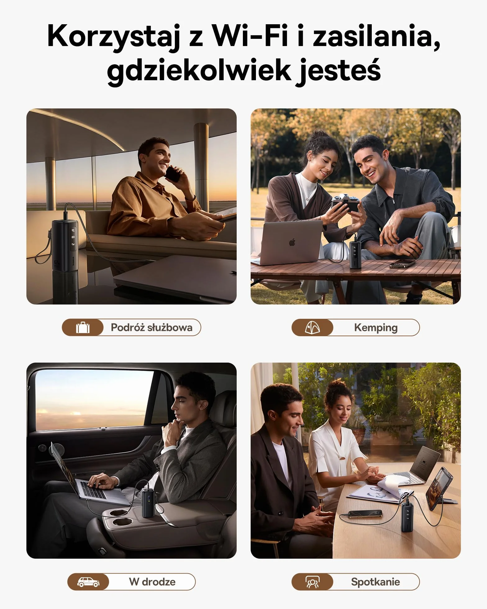 Baseus Mobilny router WLAN, przenośny hotspot, akumulator 20000 mAh 67 W