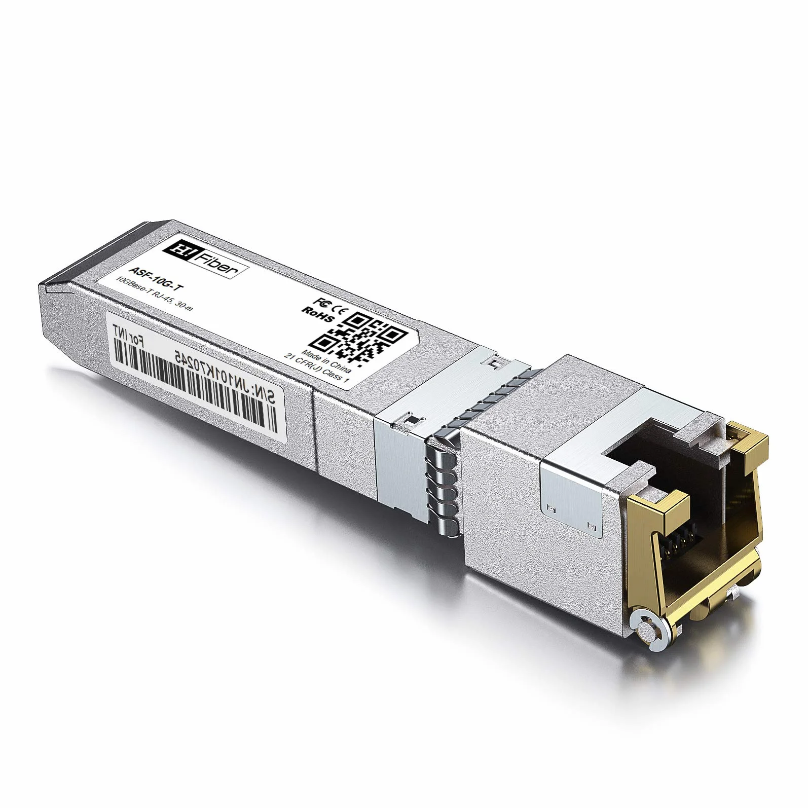 H!Fiber.com Transceiver 10G SFP+ do RJ45, moduł miedziany 10GBASE-T SFP+, kompatybilny z Ubiquiti Unifi UF-RJ45-10G, Mikrotik, Fortinet, TP-Link itp. (CAT.6a/CAT7, 30 m)