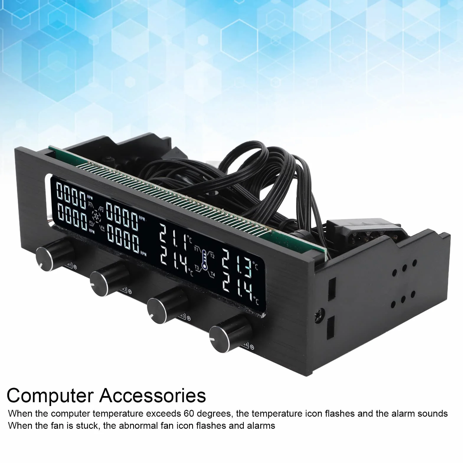 PUSOKEI Kontroler wentylatora PC regulator prędkości wentylatora z wyświetlaczem LCD regulator temperatury