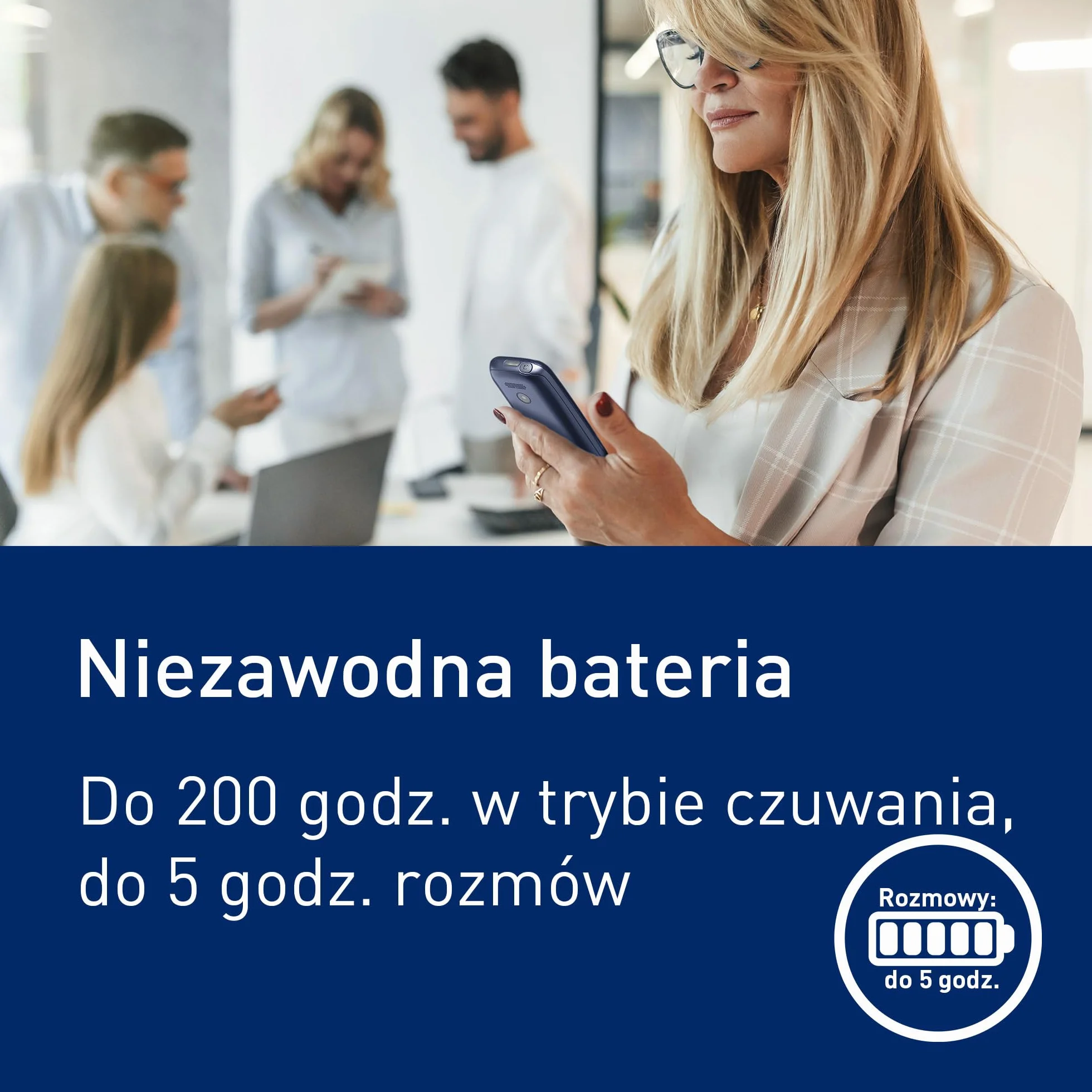Panasonic KX-TF400EXC Łatwy w Użyciu Klasyczny Telefon 4 G VoLTE, 280 Godzin Czuwania, Ładowanie USB-C, Wyświetlacz 2,4 Cala, Bluetooth, Latarka LED, Aparat, Wodoodporność IP44, Niebieski