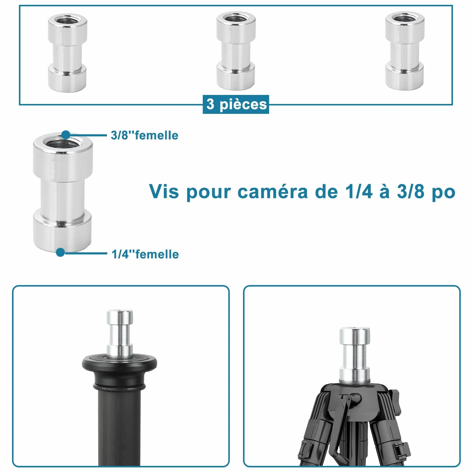 UTEBIT Śruba do aparatu 1/4 do 3/8 adapter adapter gwintowy zestaw, 26 szt. śruby mocujące czop aparatu, śruba statywu kompatybilna z magicznym ramieniem, zaciskiem kraba, głowicą kulową, monopod