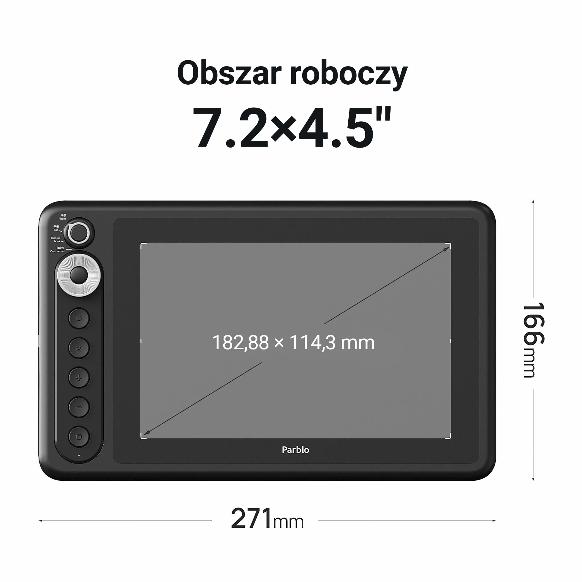 Parblo Intangbo X7 Czarny Tablet Graficzny 7,2 x 4,5 Cale 8192 Poziomy Nacisku USB-C