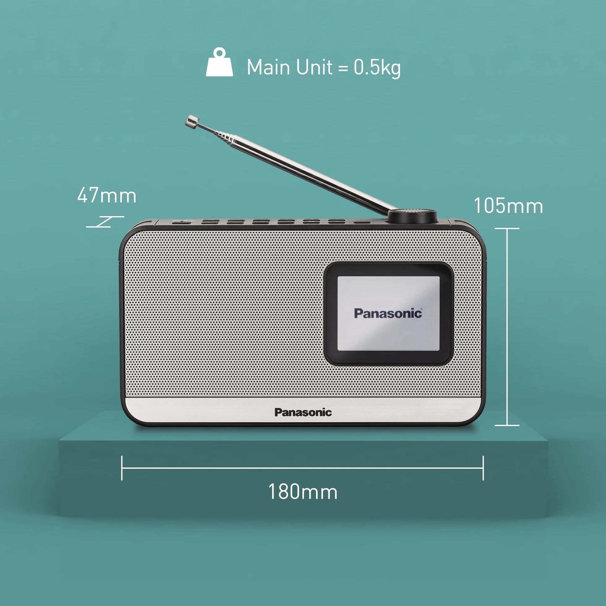 Panasonic RF-D15 przenośne radio DAB+ Bluetooth kompaktowy 2,4" kolorowy wyświetlacz budzik