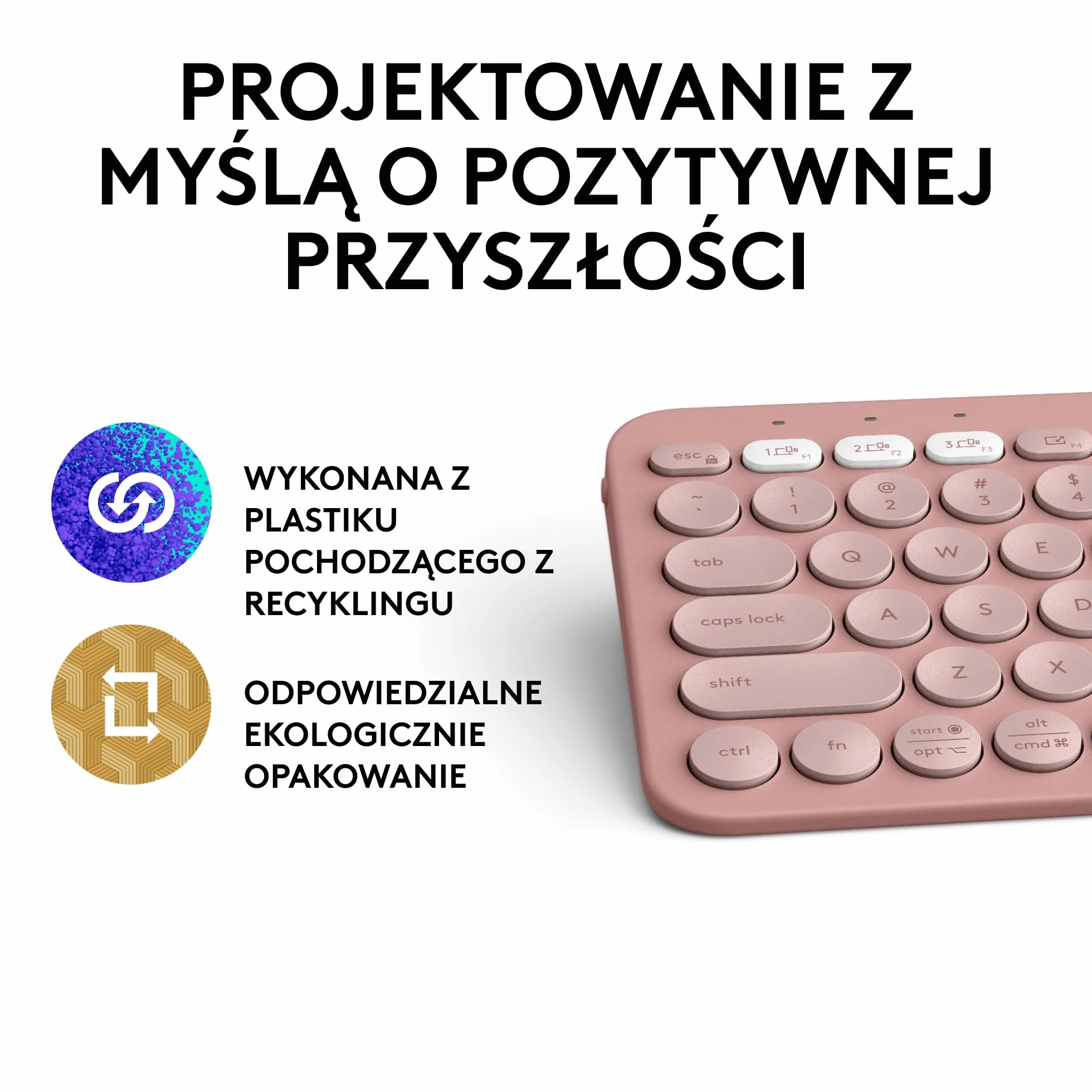 Logitech Pebble Keys 2 K380s, bezprzewodowa klawiatura Bluetooth do wielu urządzeń z ustawianymi skrótami, smukła, przenośna, przełączanie, Windows, macOS, iPadOS, Android, Chrome OS, QWERTY US-Różowy