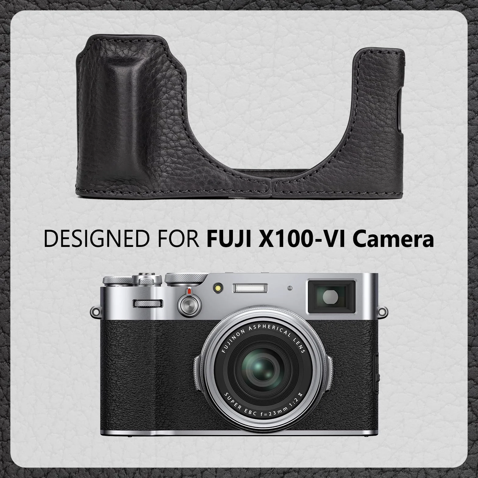 Fuji X100VI Skórzane Etui Ochronne, Czarny, MUZIRI KINOKOO
