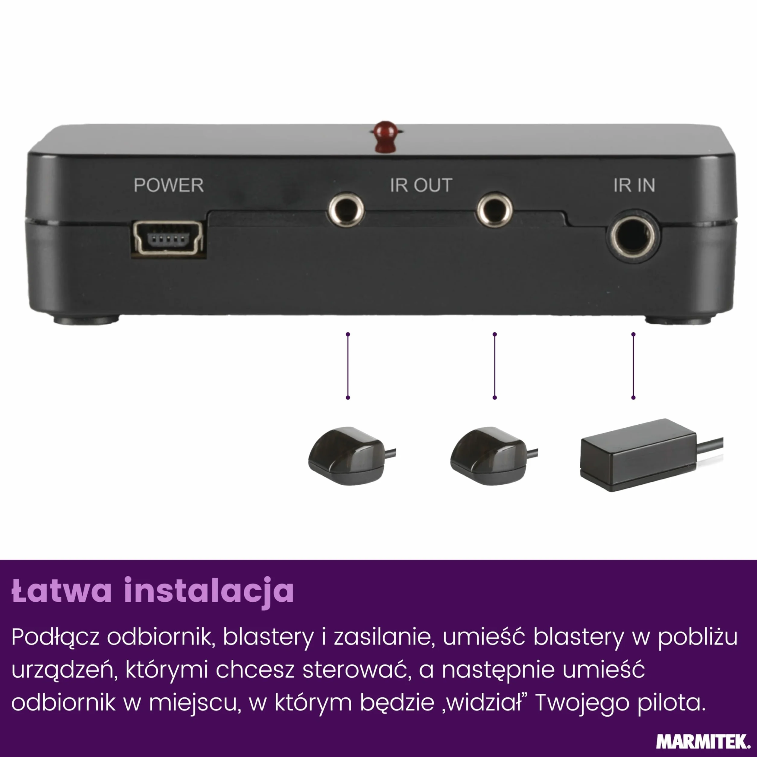 Przedłużacz podczerwieni Marmitek Invisible Control 6 XTRA - sterowanie w szafce - przedłużacz IR z 2 diodami blaster - mały odbiornik IR - do TV dekodera AV
