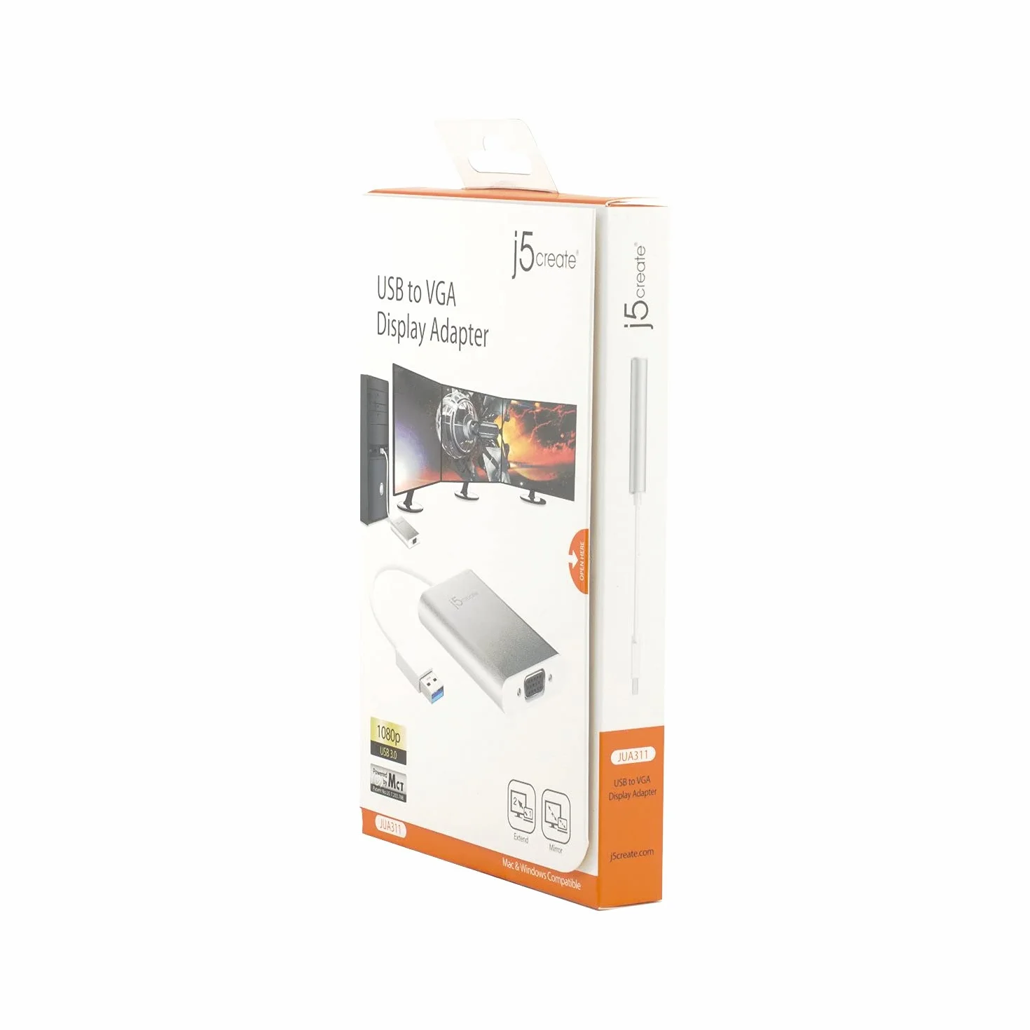 j5create Adapter wyświetlacza USB na VGA 1080p rozdzielczość HD do 2048 x 1152| port USB 3.1/3.0/2.0 | kompatybilny z systemami Windows 10, 8.1, 8,7 i Mac 10.8 do 10.13.3