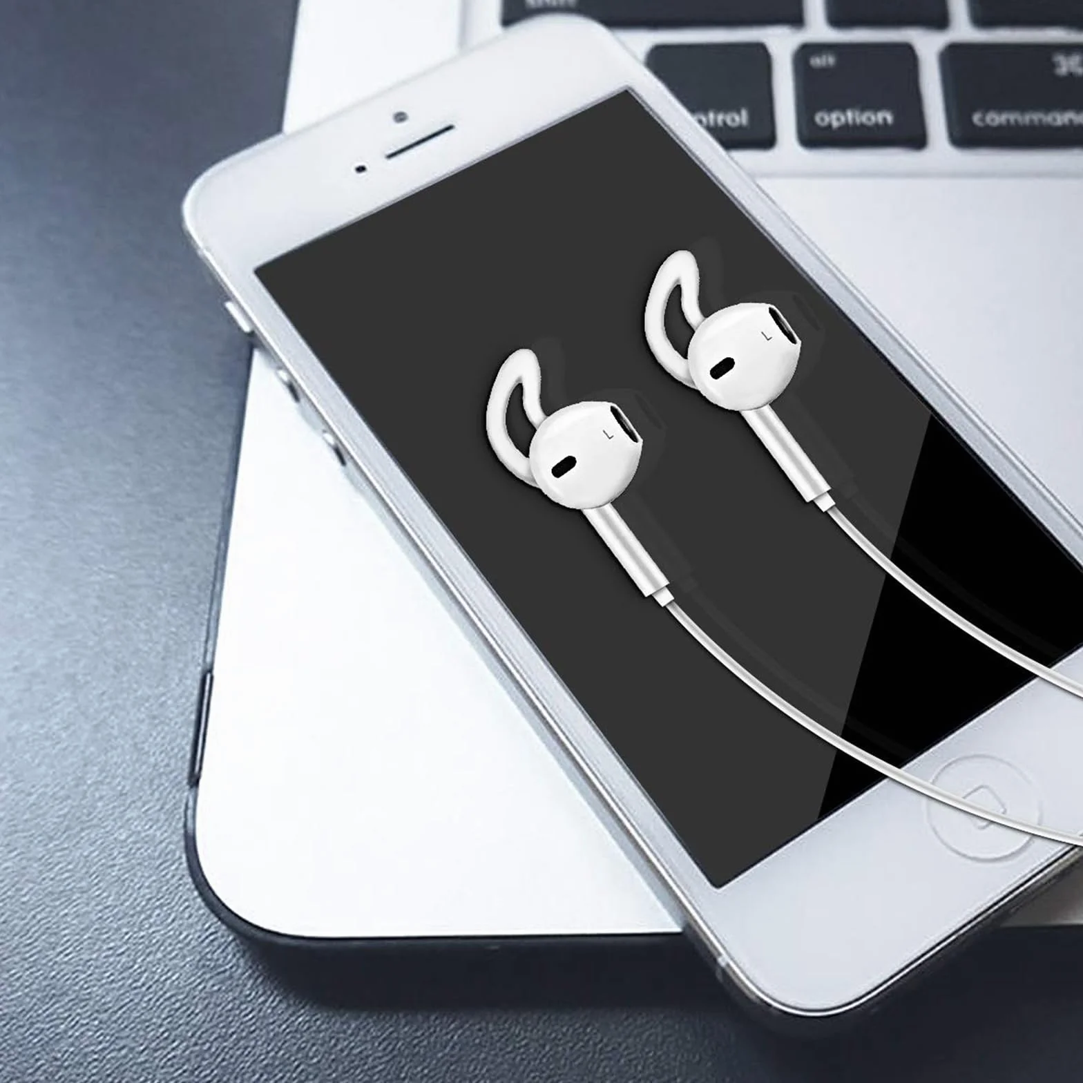 6 par silikonowych nakładek na ucho, kompatybilne ze słuchawkami AirPods 1 i 2, nauszniki zapobiegające upadkowi, zestaw słuchawkowy ochronny, ochrona antypoślizgowa (białe)