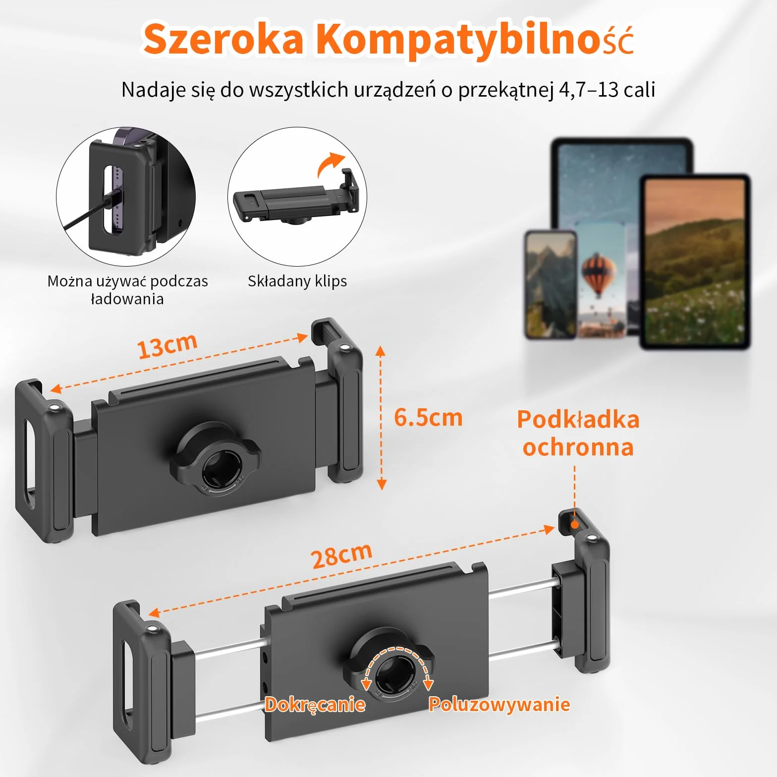 XXZU 182cm Stojak Podłogowy na Tablet, Uchwyt na Tablet Obrotowy Statyw na Telefon o Wysokości 360°, Regulowany Składany Statyw do Tablety do Oglądania/Streamowania Kompatybilny z Tabletem i Telefonem