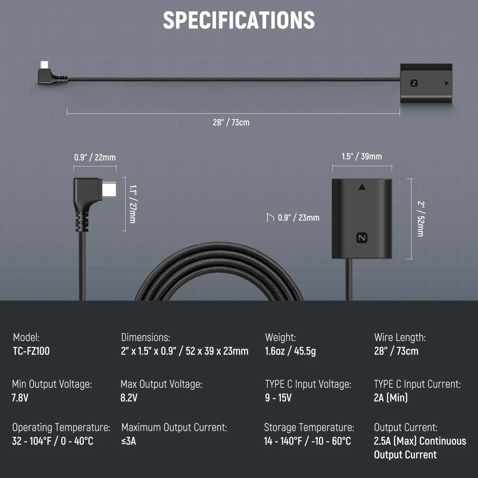 NEEWER Bateria zapasowa NP-FZ100 USB C 8,2 V kompatybilna z Sony FX3 FX30 ZV-E1 A1 A6600 A6700 A7III A7IV A7C A7CII A7CR A7RIII A7RIV A7RV A7SIII A9