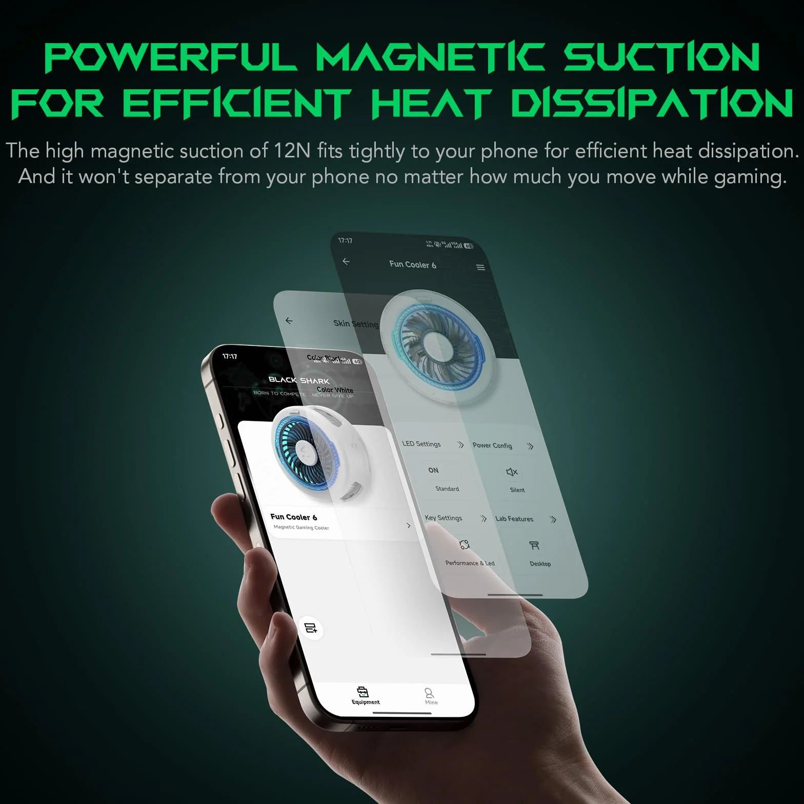 Black Shark FunCooler 6 Magnetic Phone Cooler do gier, przenośny wentylator chłodzący do telefonu komórkowego z oświetleniem RGB, wentylator chłodzący do telefonów komórkowych iPhone, seria