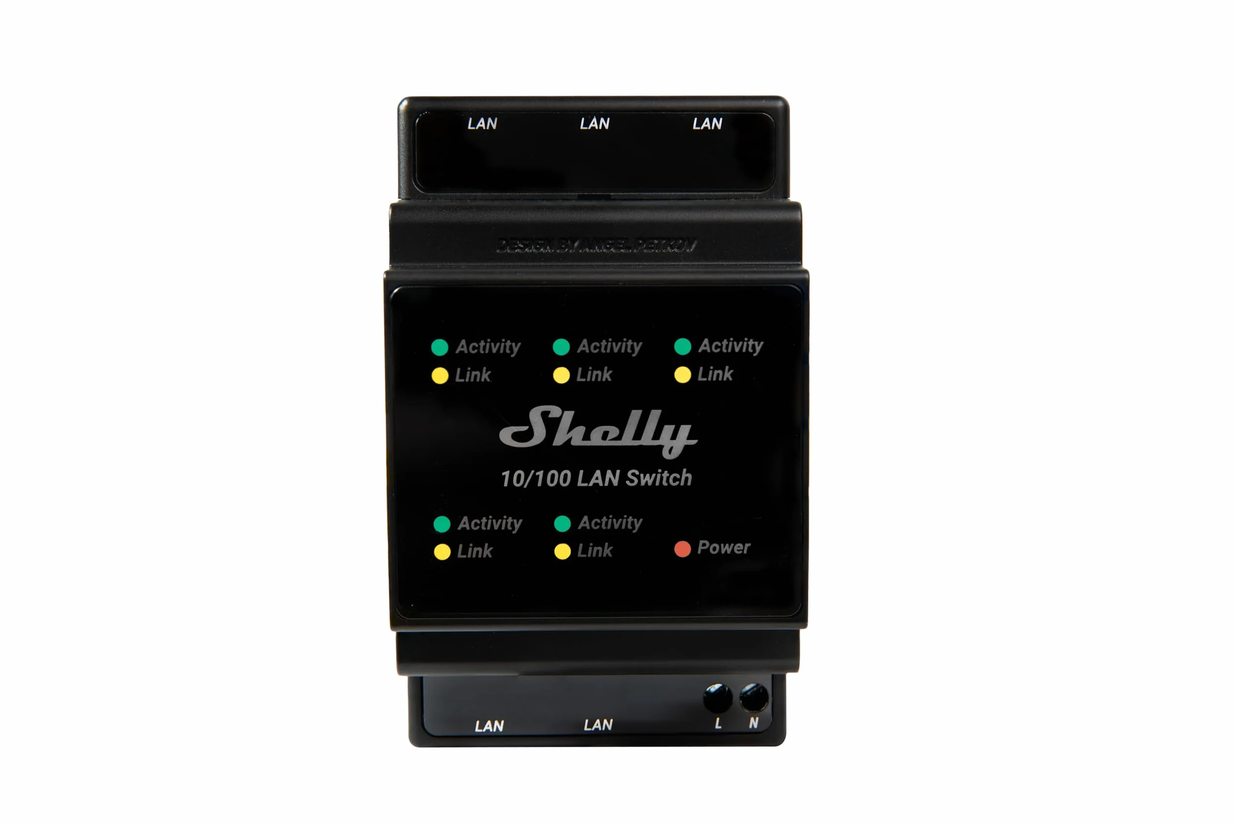 Shelly LAN Switch | 5-Portowy Przełącznik RJ45 10/100 Mbps Fast Ethernet - 110 - 230V | Do Montażu Na Szynie DIN | Bez Wentylatora | Plug & Play | Oszczędność Energii | Nie Wymaga Dodatkowego Adaptera