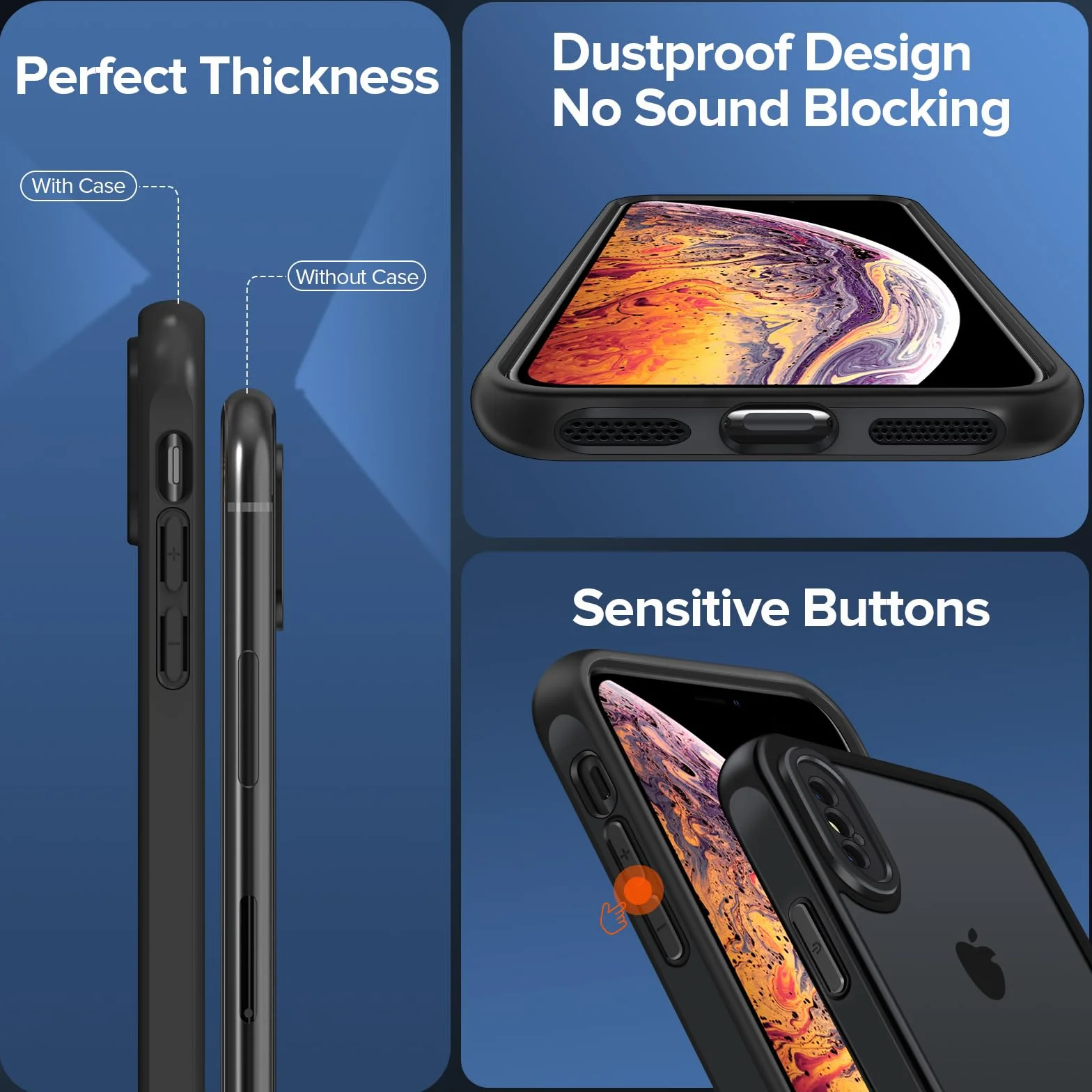 iVoler Matowe etui do iPhone XS Max 6,5 cala, [ochrona aparatu] [odporna na wstrząsy klasy wojskowej] Ultra cienka półprzezroczysta tylna obudowa odporna na odciski palców