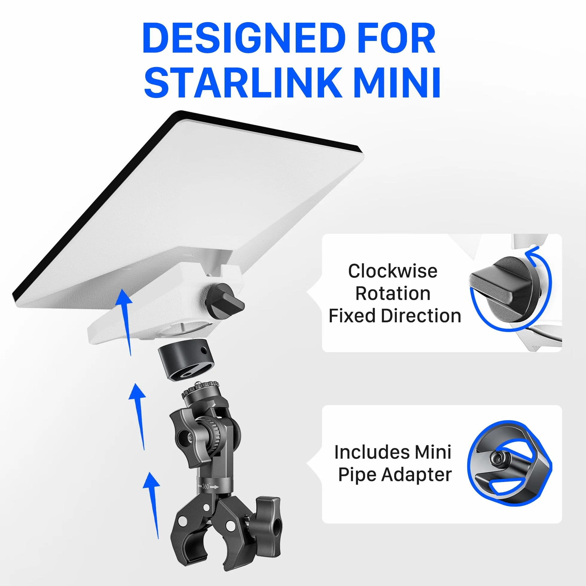 Starlink Mini uchwyt montażowy dachowy aluminium anodowany 8 zacisków 30 cm
