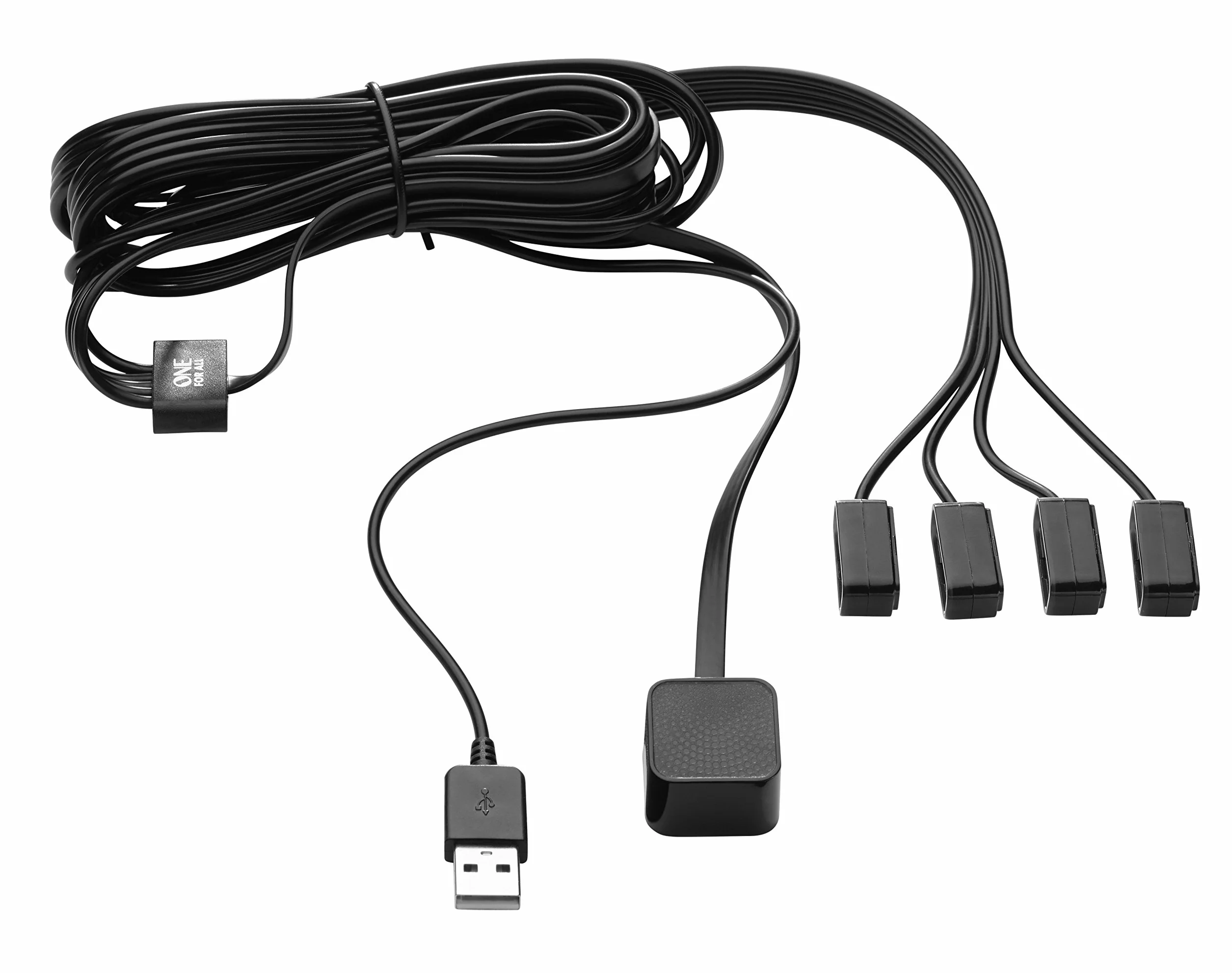 One For All Przedłużacz zdalnego sterowania URC1000, sterowanie 4 urządzeniami AV, przedłużacz podczerwieni USB, czarny