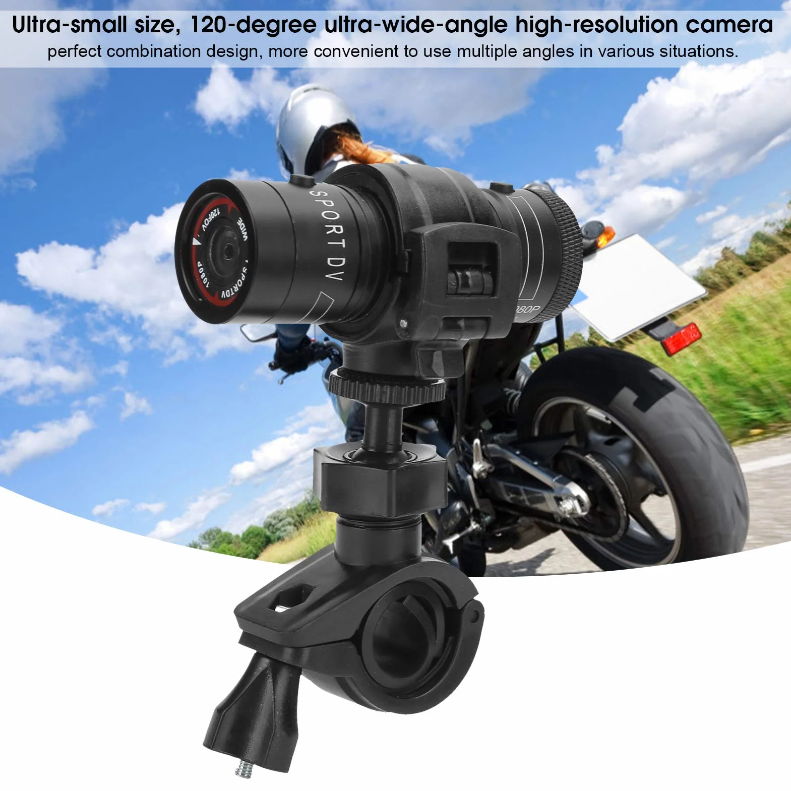 Motocyklowa kamera do nagrywania na desce rozdzielczej, 1080P 30fps rejestrator wideo jazdy motocykl DVR z kątem widzenia 120 stopni, obsługuje kartę pamięci 32GB