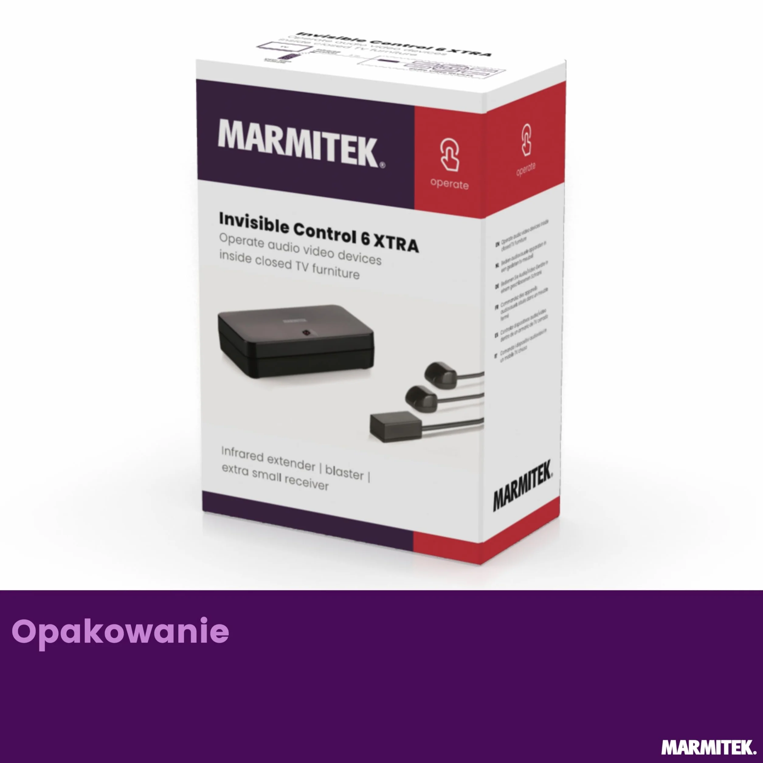 Przedłużacz podczerwieni Marmitek Invisible Control 6 XTRA - sterowanie w szafce - przedłużacz IR z 2 diodami blaster - mały odbiornik IR - do TV dekodera AV