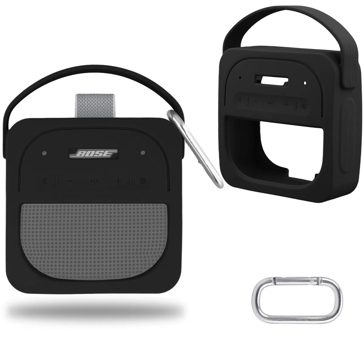 co2CREA Silikonowy pokrowiec do noszenia do Bose przenośny głośnik SoundLink Micro 2 gen, przenośny, ultralekki, silikonowy pokrowiec ochronny z karabińczykiem i paskiem na ramię
