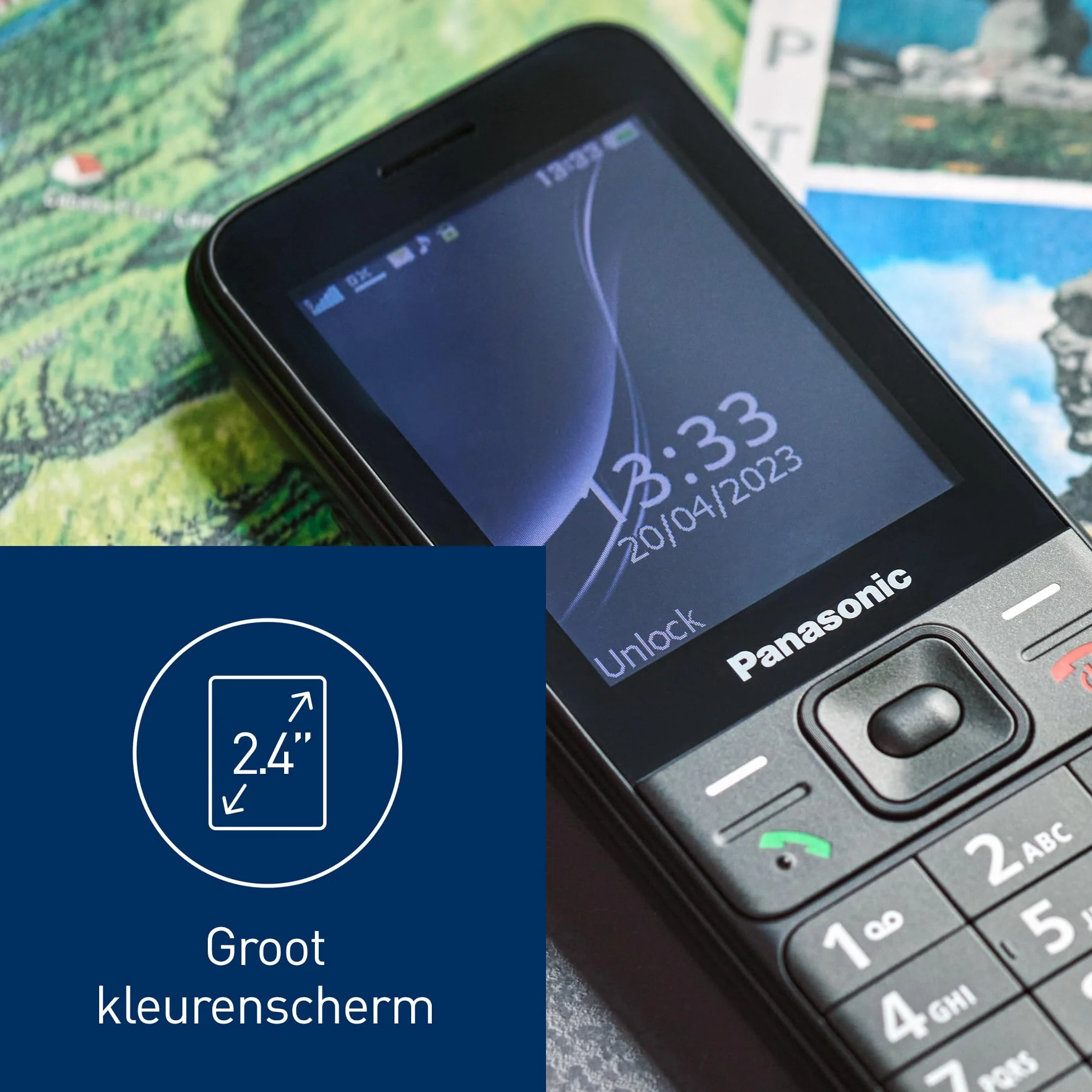 Panasonic KX-TF200 telefon dla seniora duży ekran 2,4" aparat 0,3 MP Bluetooth czarny
